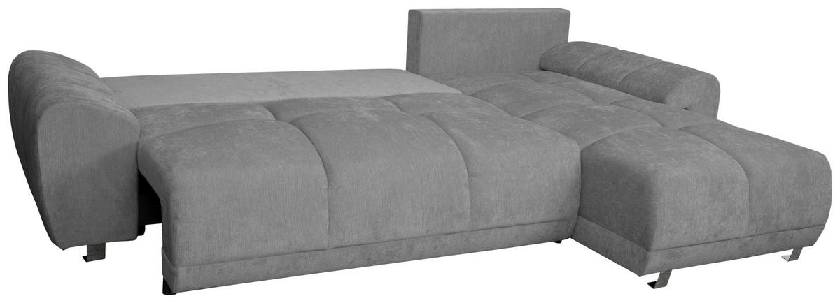ECKSCHLAFSOFA Ramon, Dunkelgrau S: 296x182cm - Chromfarben/Dunkelgrau, Trend, Textil (296/182cm)