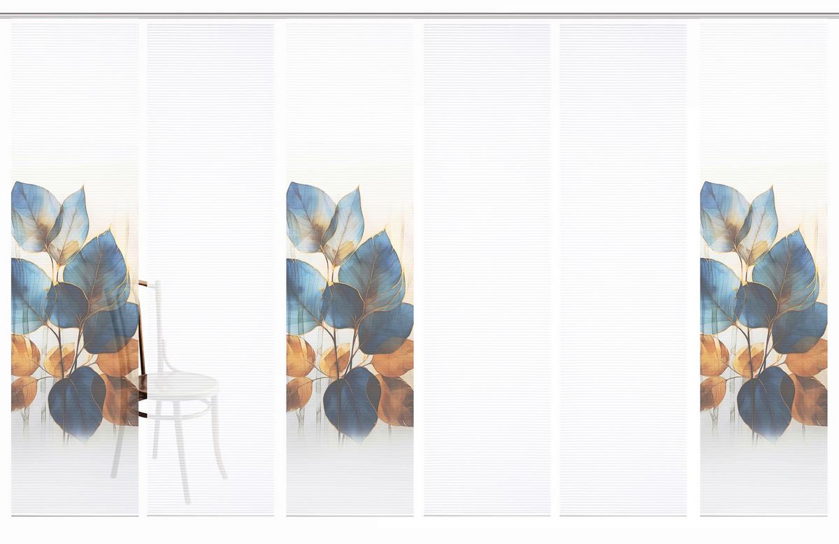 Flächenvorhang Thalin 6er Set - Blau/Weiß, Natur, Textil (60/245cm)