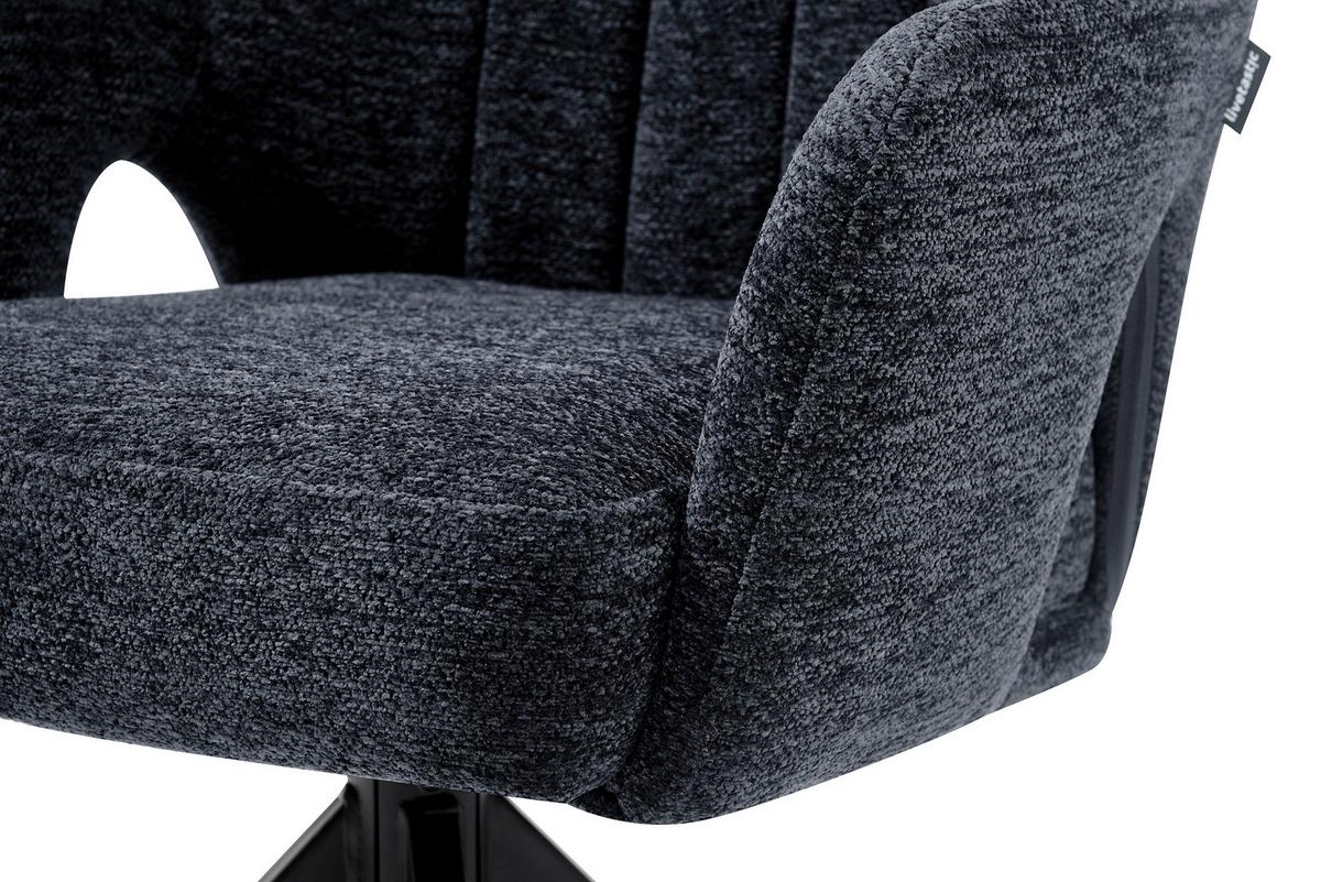Armlehnstuhl Flow Grau/Schwarz B: 57,5 cm - Schwarz/Grau, MODERN, Holz/Textil (57,5/85/62cm) - Livetastic