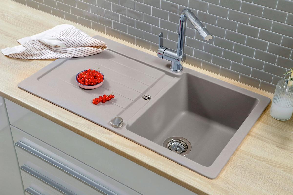 Spüle Austin Grau B: 86 cm - Grau, Design, Stein (86/21/50cm) - Respekta