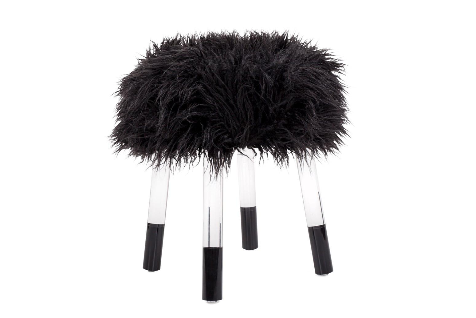 Hocker Laika, Schwarz B: 41 cm - Transparent/Schwarz, Design, Textil (41/46/41cm) - Kayoom