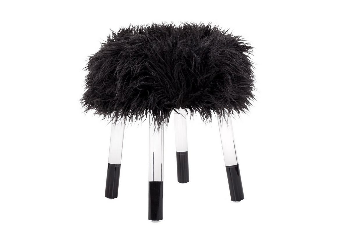 Hocker Laika, Schwarz B: 41 cm - Transparent/Schwarz, Design, Textil (41/46/41cm) - Kayoom