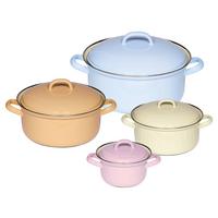 Riess Kochtopfset 8--Teilig. Eisen Induktion 4 Deckel - Gelb/Goldfarben, Basics, Metall (38/29/28,5cm) - Riess