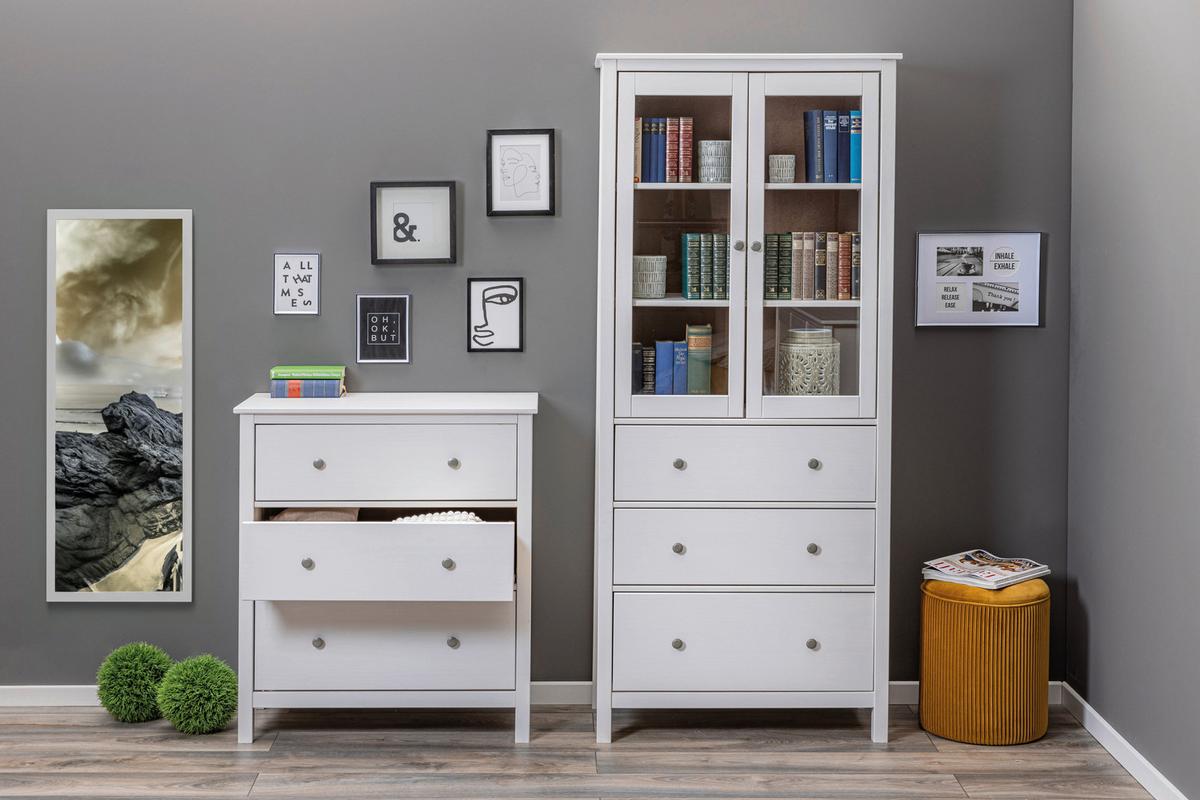 KOMODA CHILLY HOME - biela/strieborná, Romantik / Landhaus, kov/drevo (85/96/39,5cm)