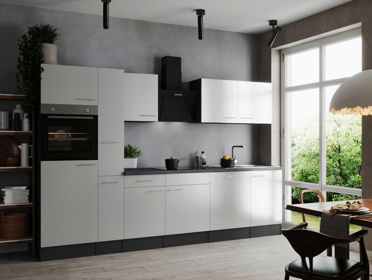 Küchenblock Oliver Grau, Weiß B: 310 cm - Weiß/Grau, Design, Holzwerkstoff (310cm) - Respekta