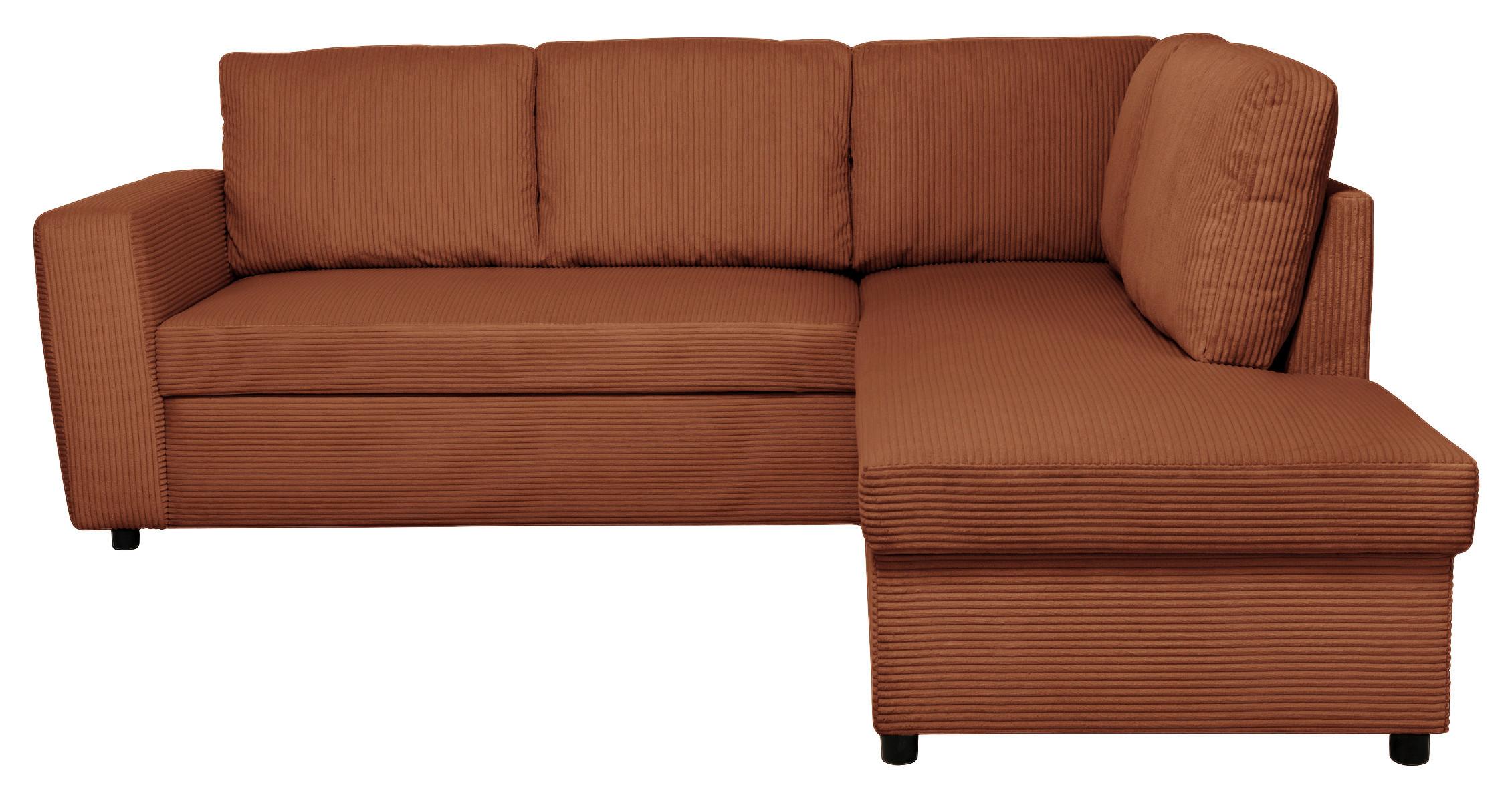 Ecksofa mit Schlaffunktion Toulouse terracotta, 224x206cm - Terracotta/Schwarz, Trend, Holz/Holzwerkstoff (224/206cm)