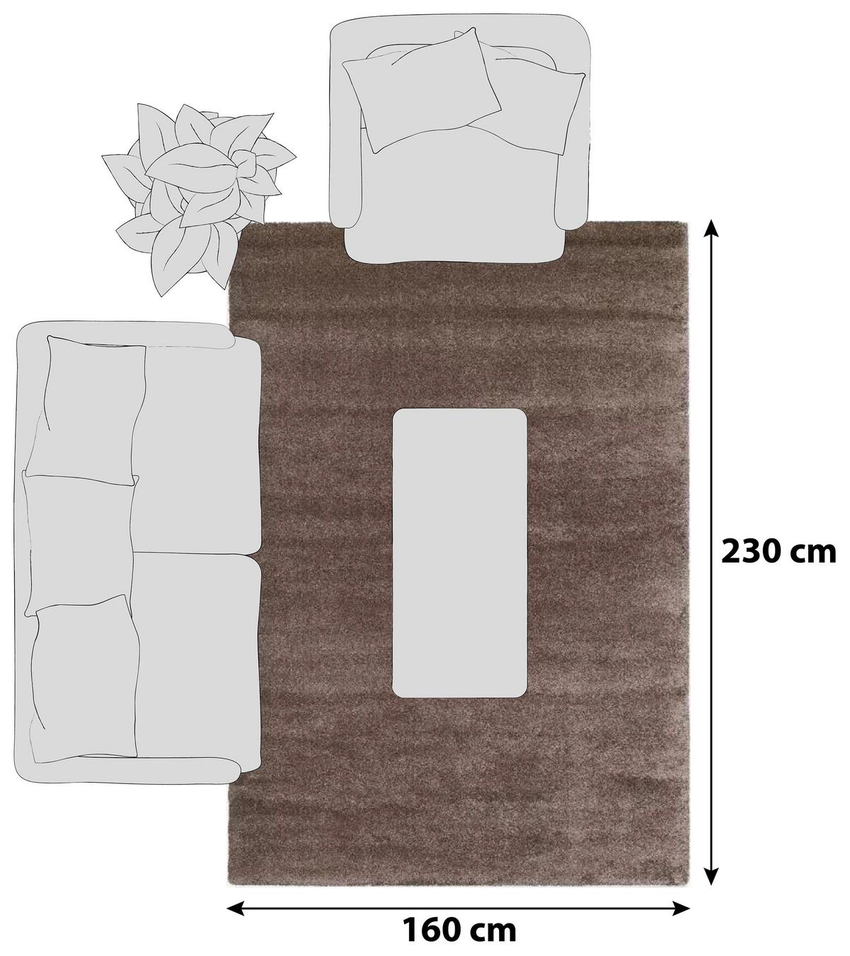 Hochflorteppich Bellevue Braun 160x230 cm - Braun, Basics, Textil (160/230cm) - Novel