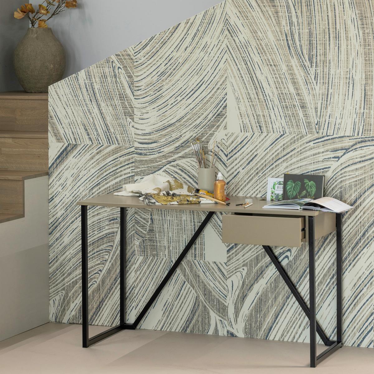 Schreibtisch New Julius Schlammfarben L: 126cm - Schlammfarben/Schwarz, MODERN, Holz/Metall (126/53/75cm) - Livetastic
