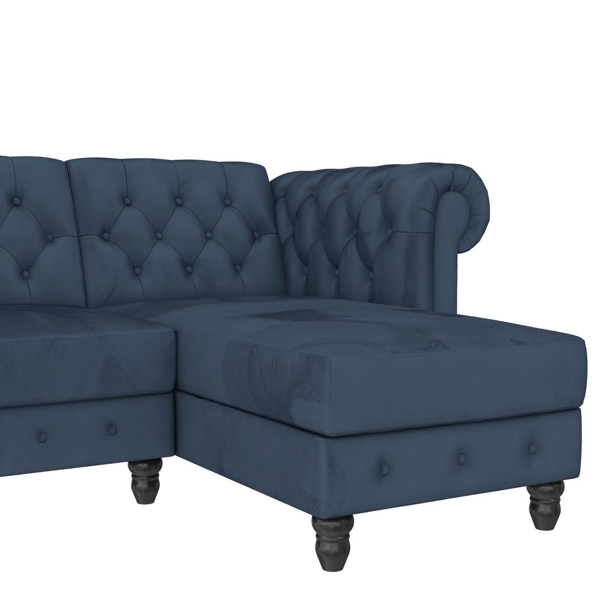 Ecksofa Firenze Blau, mit Schlaffunktion - Blau/Schwarz, Basics, Textil (241/154cm) - Livetastic