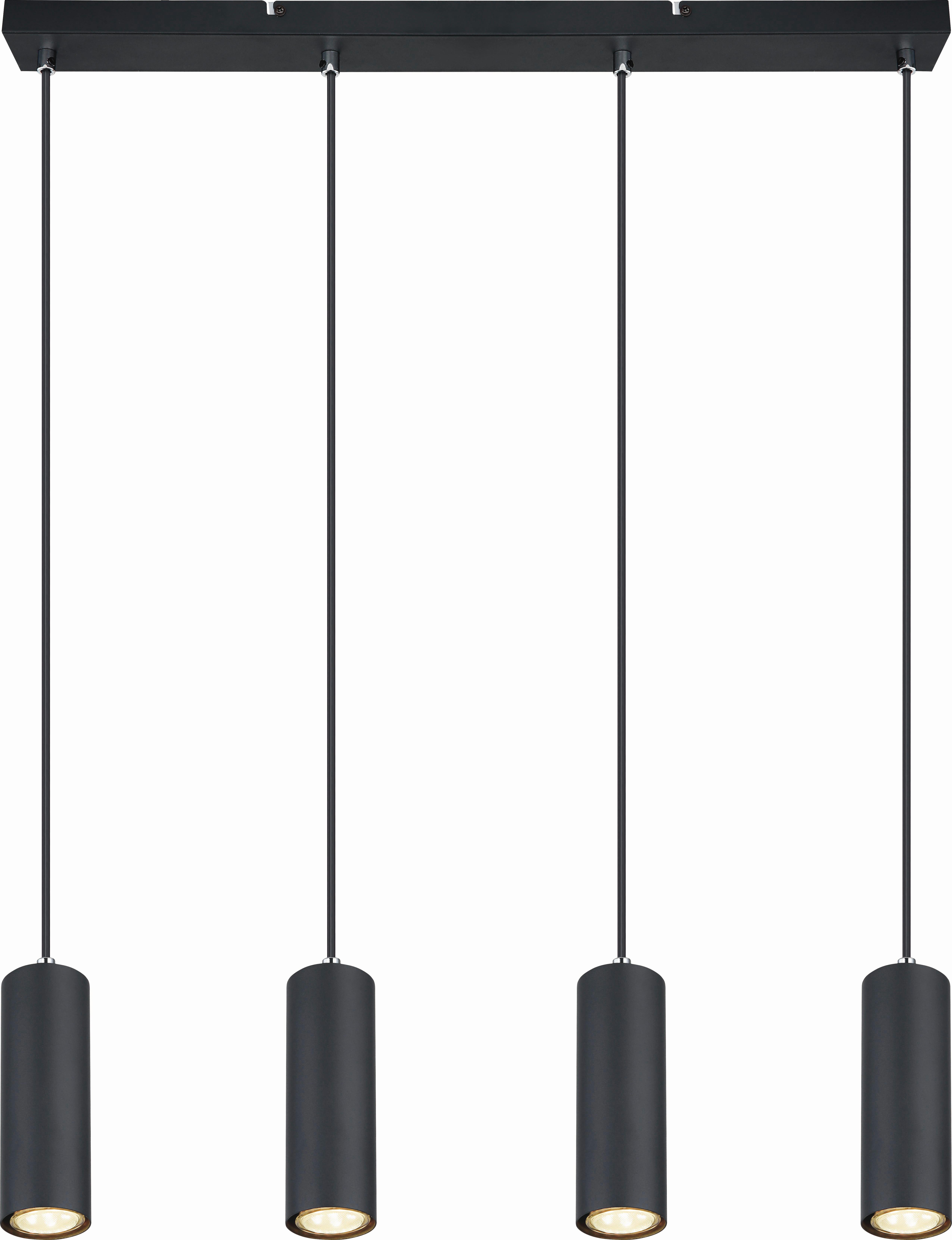 Hängeleuchte Ayla H: 120 Cm 4-Flammig - Schwarz, MODERN, Metall (65/6/120cm) - Luca Bessoni