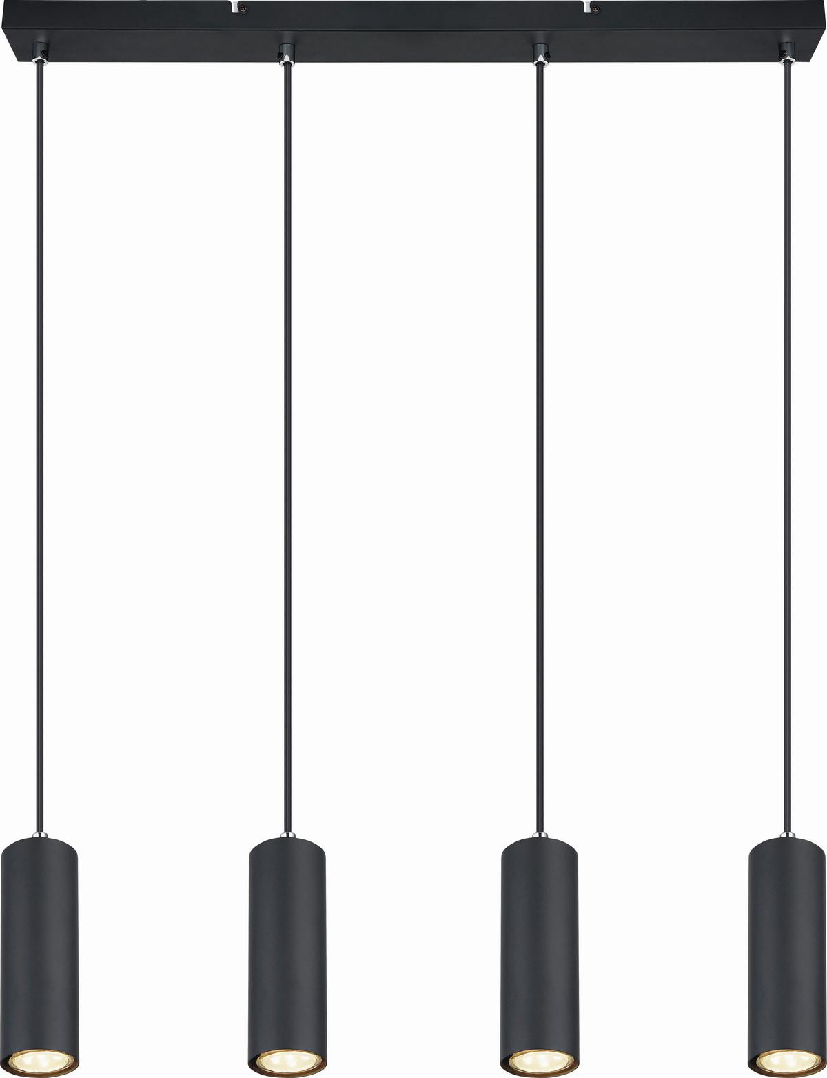Hängeleuchte Ayla H: 120 Cm 4-Flammig - Schwarz, MODERN, Metall (65/6/120cm) - Luca Bessoni