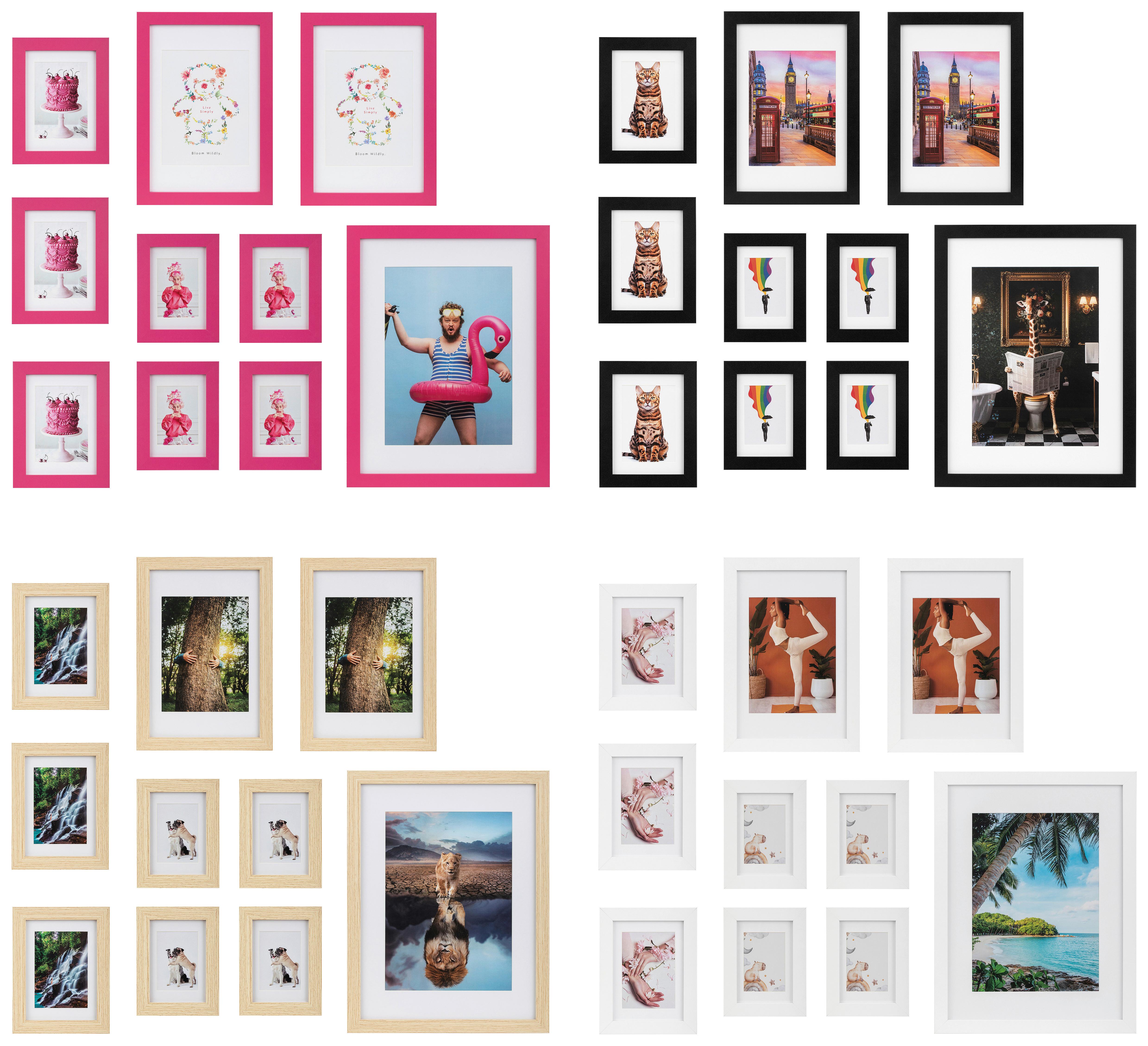 Bilderrahmen Kiki - Pink/Schwarz, KONVENTIONELL, Glas/Holz - Luca Bessoni