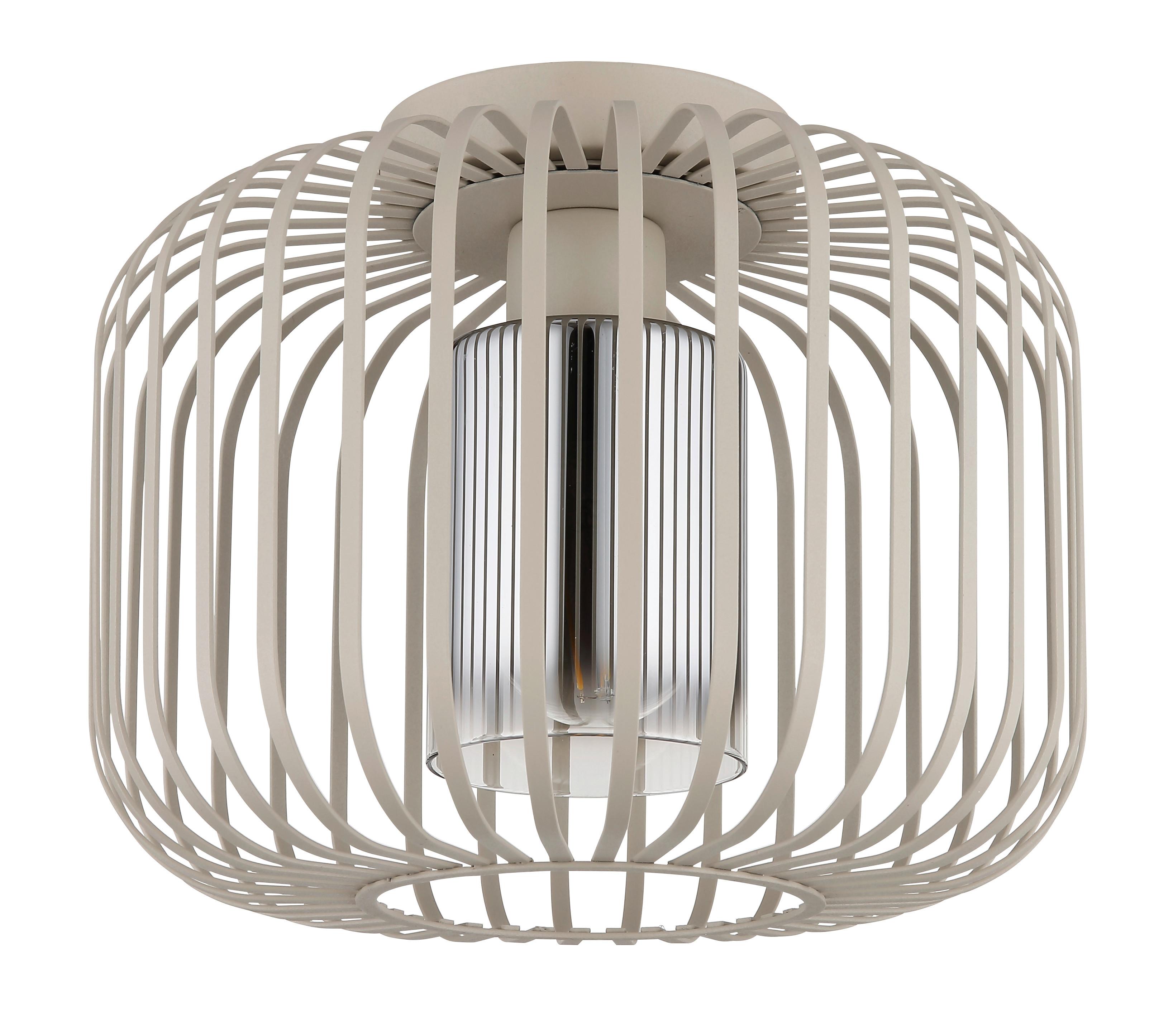 Deckenleuchte Alfred Grau Klar Sandfarben D: 28 cm - Sandfarben/Klar, Design, Glas/Metall (28/23cm) - Globo