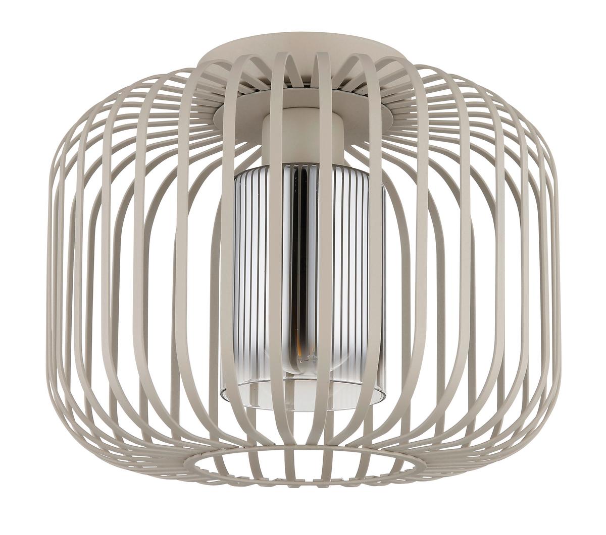 Deckenleuchte Alfred Grau Klar Sandfarben D: 28 cm - Sandfarben/Klar, Design, Glas/Metall (28/23cm) - Globo