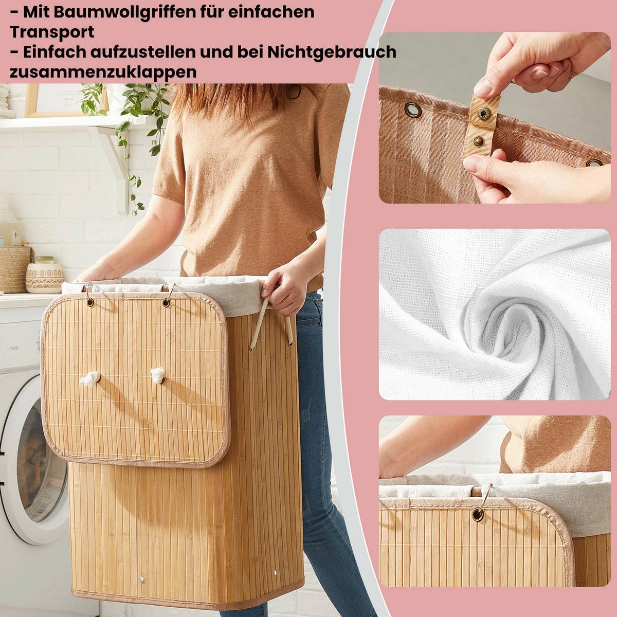 Wäschekorb Naturfarben B: 40 Cm - Naturfarben, Basics, Naturmaterialien/Holzwerkstoff (40/60/30cm)