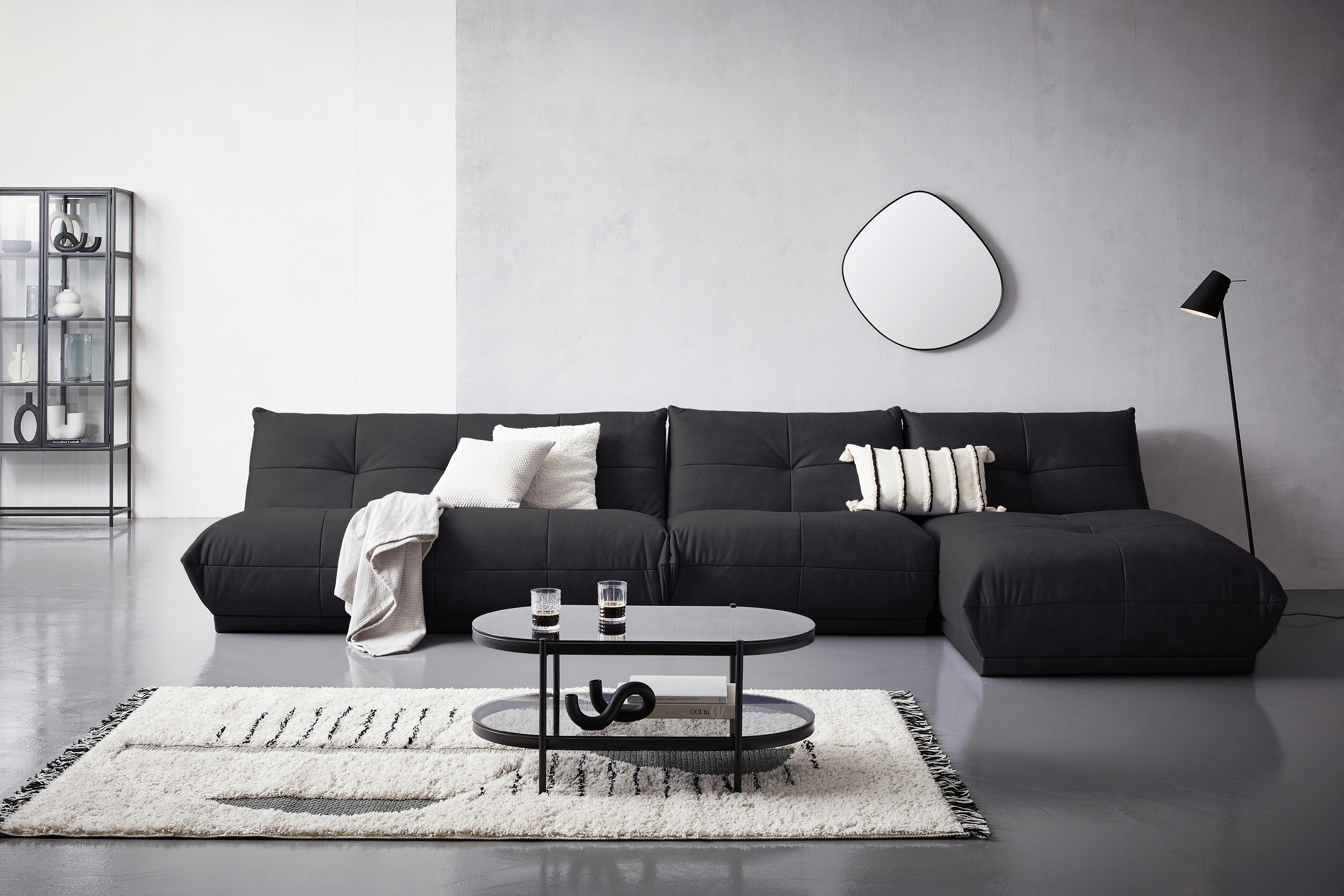 Ecksofa Giselle Schwarz S: 390x185 Cm - Schwarz, Trend, Textil (390/185cm) - Livetastic