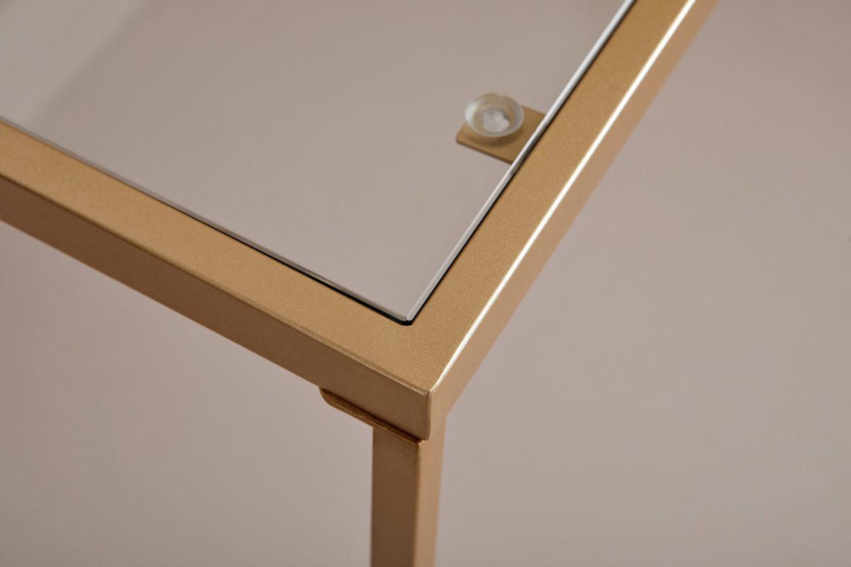 Schreibtisch Glam Desk - Klar/Goldfarben, KONVENTIONELL, Glas/Metall (120/60/73cm) - Livetastic