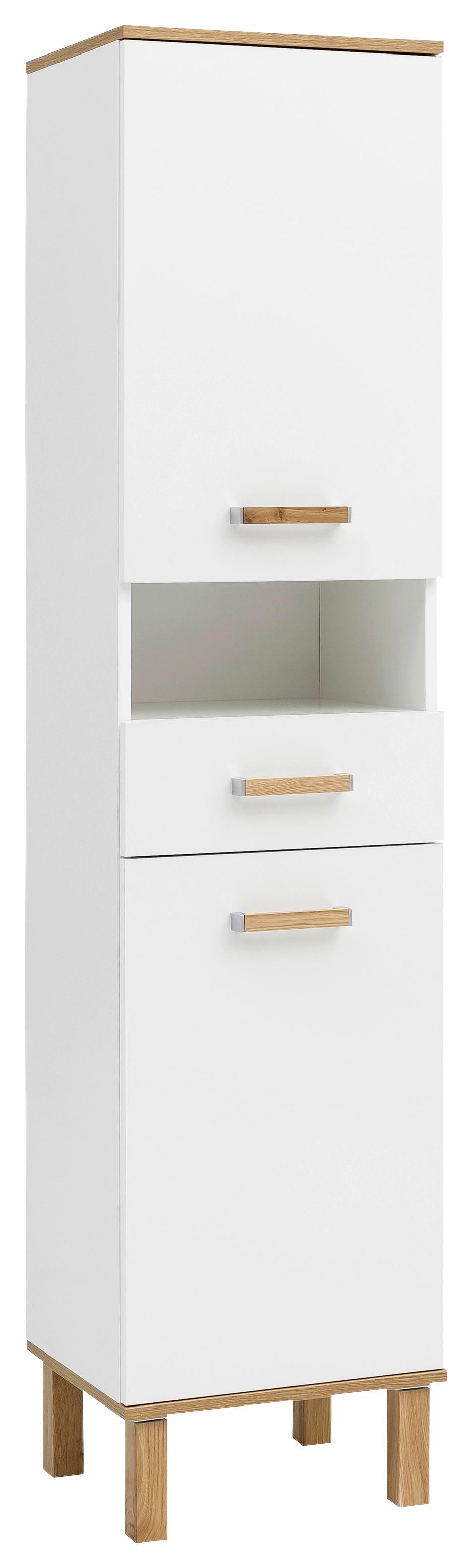 Hochschrank Padua Bxh: 40,4x178,5 Cm Weiß/eiche Dekor