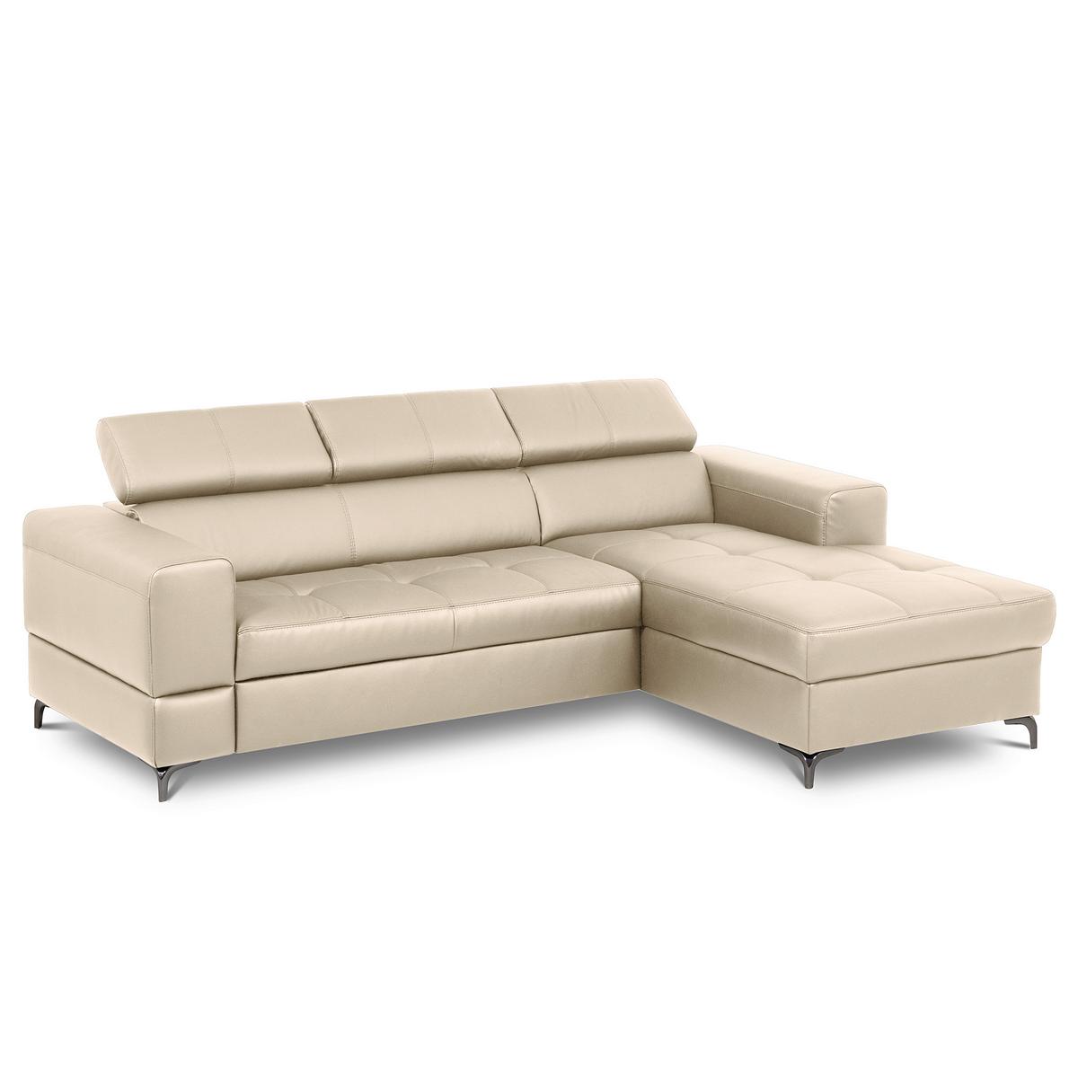 Ecksofa Torino Teilleder Grau 247x173 - Schwarz/Grau, Design, Leder/Textil (247/173cm) - Livetastic