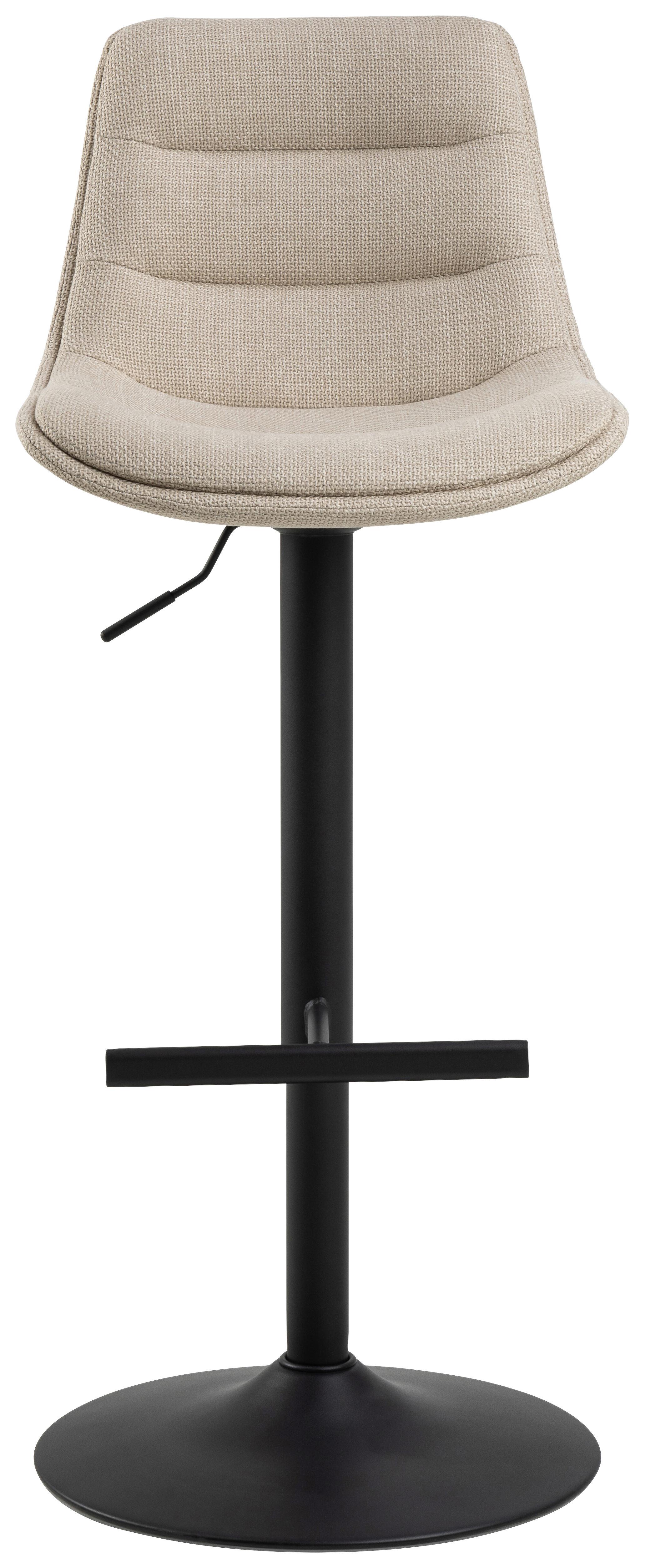 Barhocker Adisa - Beige/Schwarz, Design, Textil/Metall (47/95/52,5cm) - MID.YOU