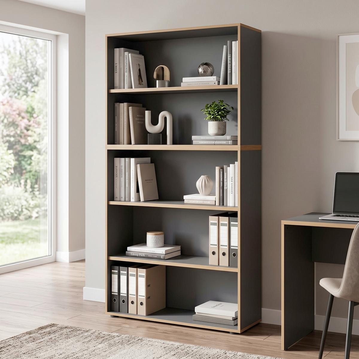 REGÁL NA ŠANÓNY SALIA B100 - čierna/dub medový, Design, kompozitné drevo/plast (100/183/33cm) - P & B