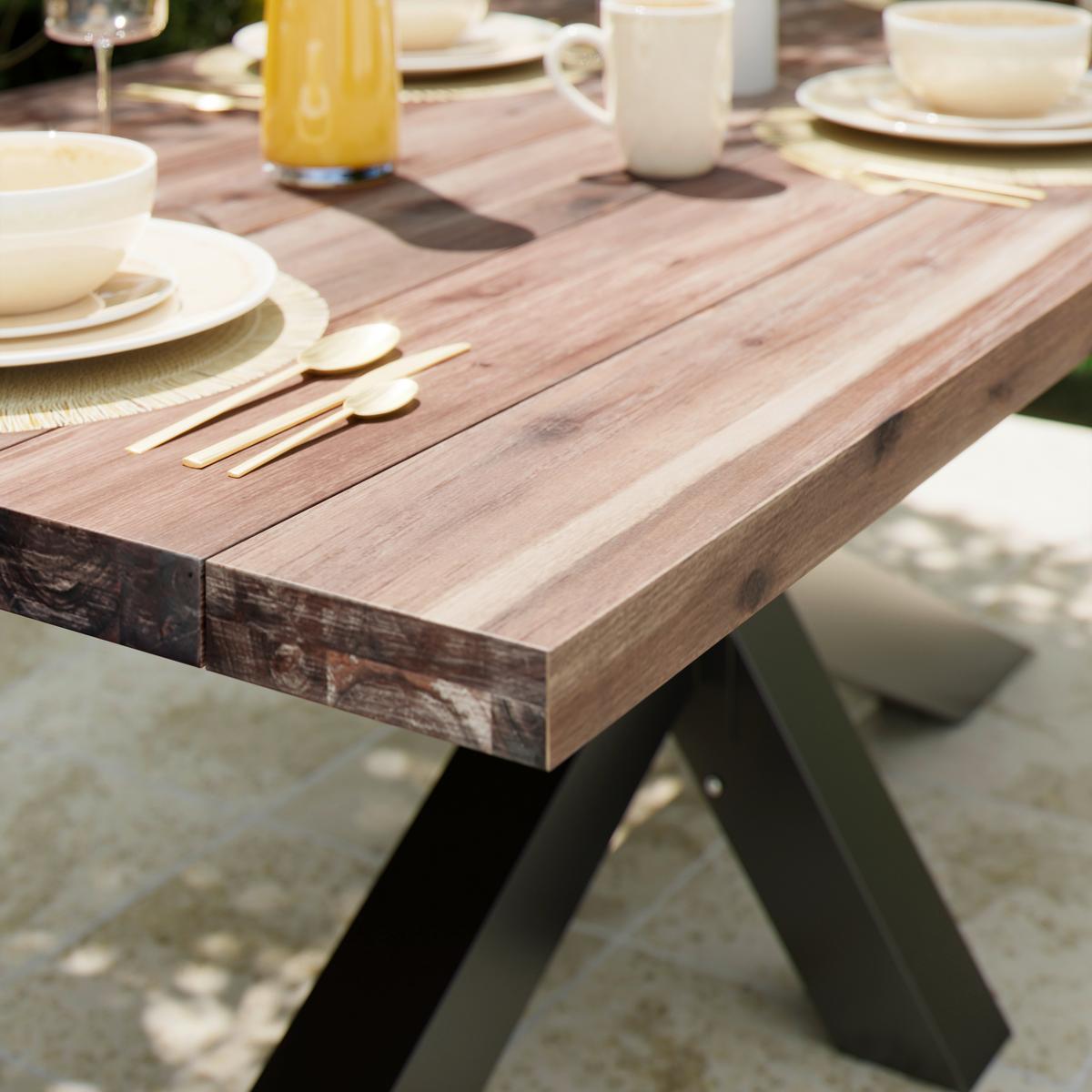 ZÁHRADNÝ STÔL ALENA - čierna/farba akácie, Natur, kov/drevo (200/100/76cm) - Mömax