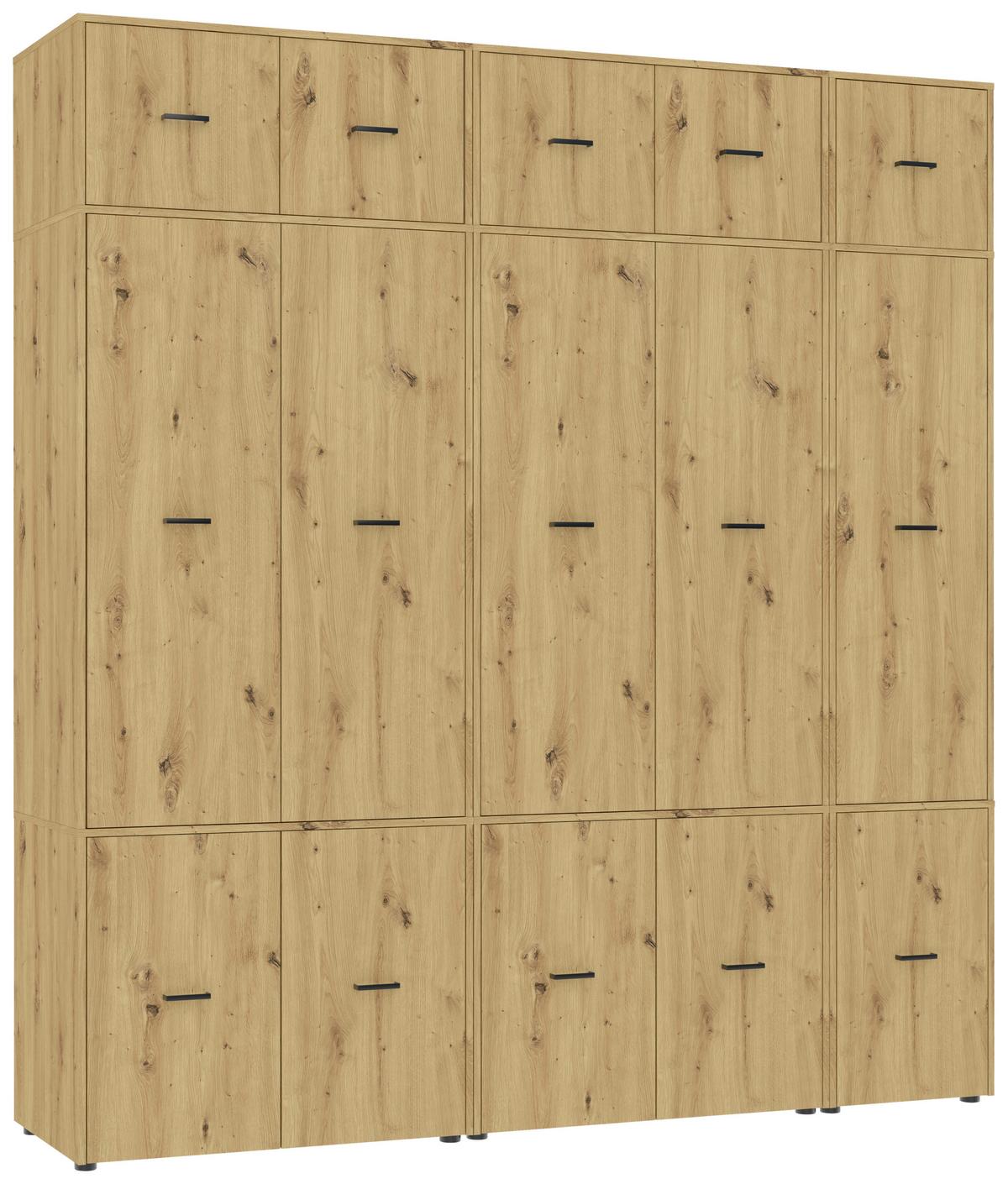 Kleiderschrank Kivo Eiche Artisan Dekor, B: 225 Cm - Eiche Artisan, Basics, Holzwerkstoff (225/239,40/52,1cm)
