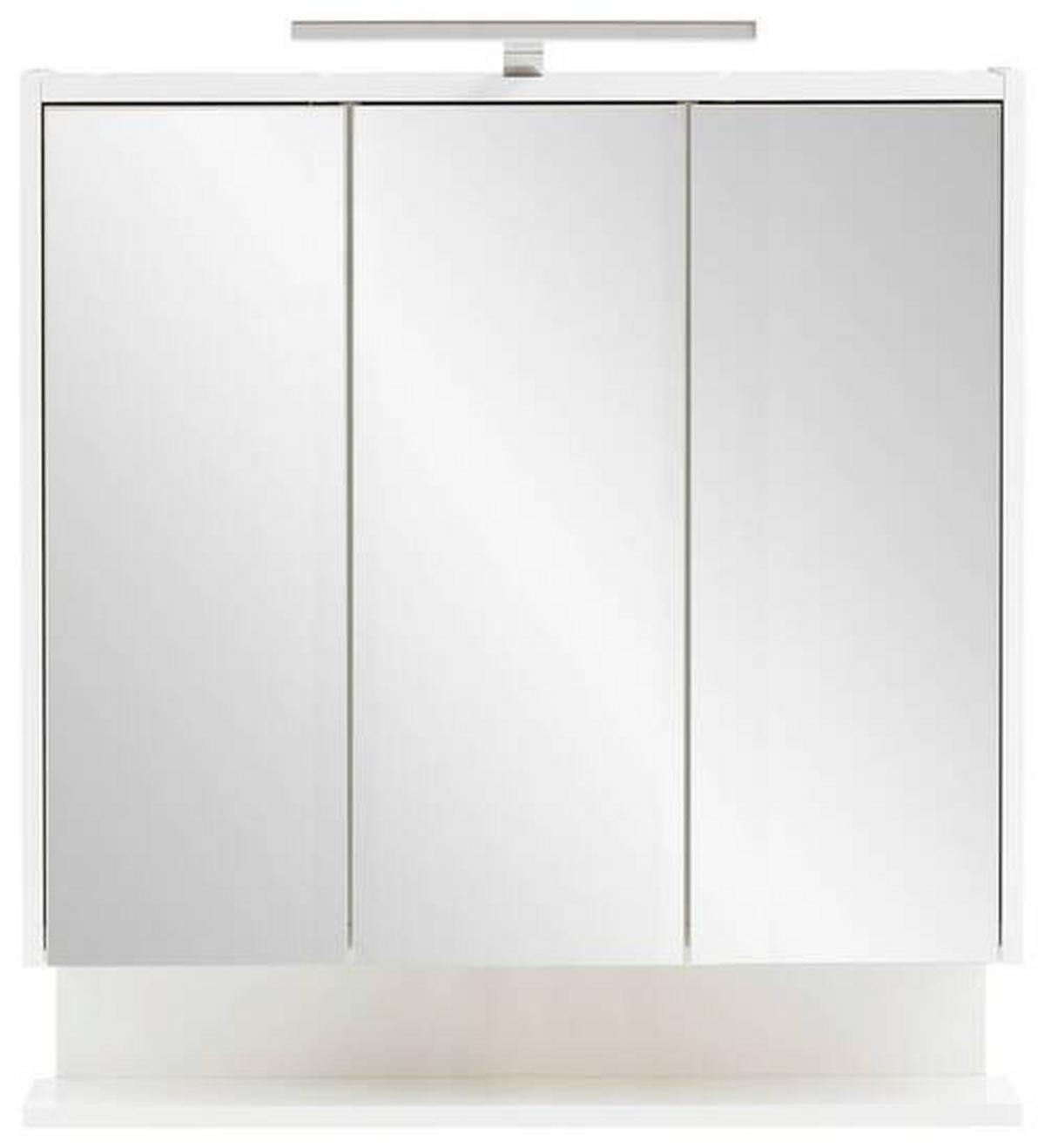 Spiegelschrank Flag Mit Led 3 Türen, Weiß - Weiß Hochglanz/Weiß, MODERN, Glas/Holzwerkstoff (65/71,4/16cm) - MID.YOU