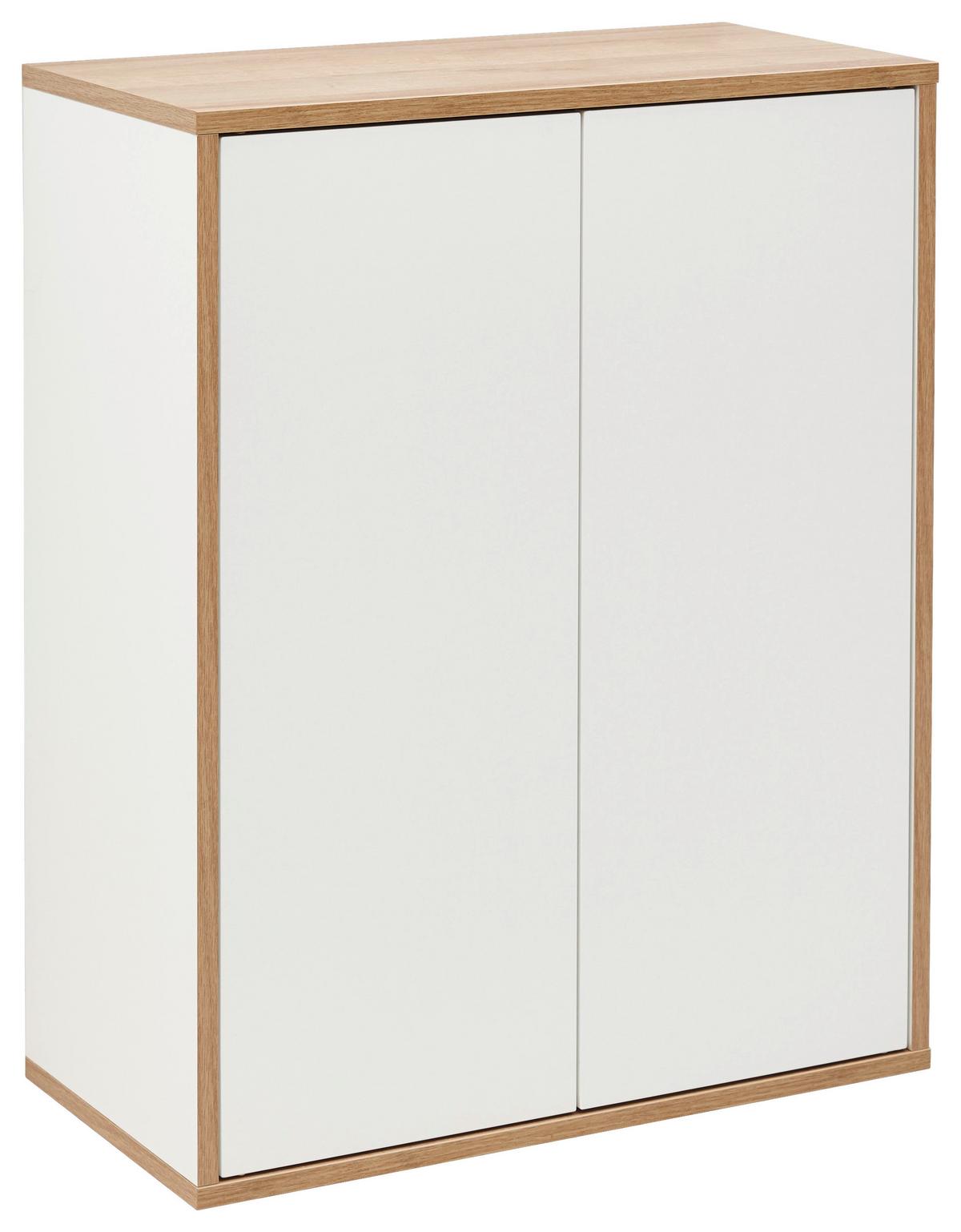 Unterschrank Finn B: 60 cm Weiß/Eiche Dekor - Eichefarben/Weiß, MODERN, Glas/Holzwerkstoff (60/75/30,5cm) - MID.YOU