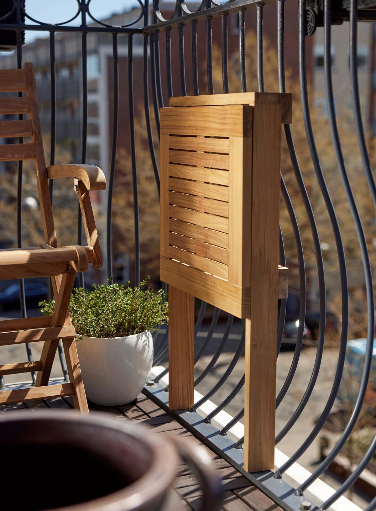 Balkontisch, Natur 45x49x75 cm - Teakfarben, Natur, Holz (45/49/75cm) - Gardenson