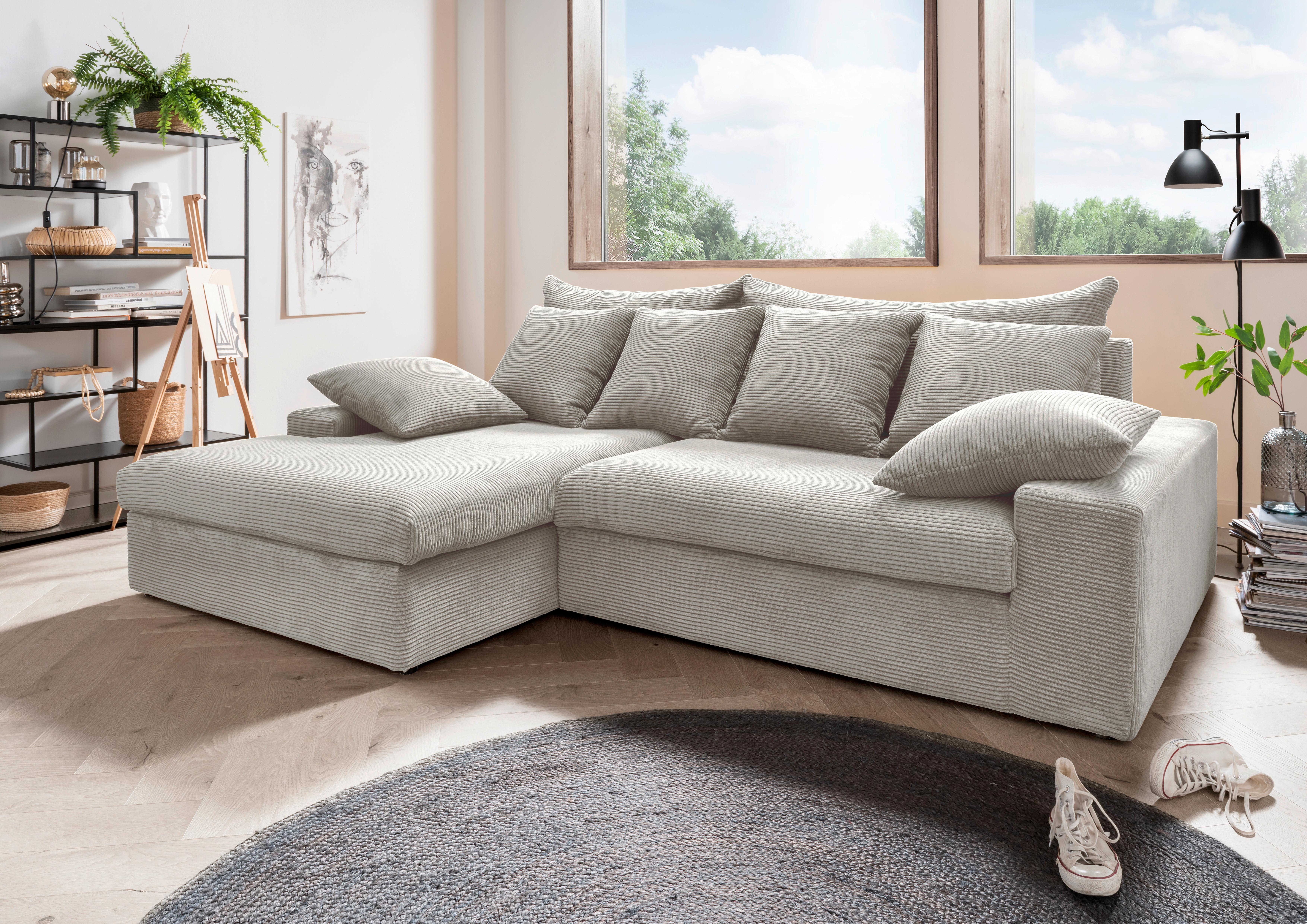 Ecksofa Avellino Silberfarben S: 200/278 cm - Silberfarben/Schwarz, MODERN, Textil (200/278cm) - Livetastic