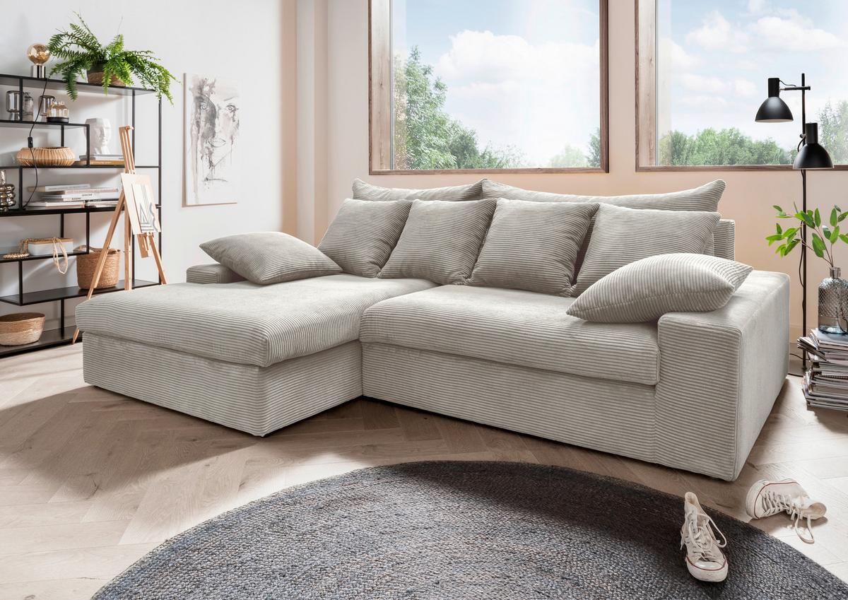 Ecksofa Avellino Silberfarben S: 200/278 Cm - Silberfarben/Schwarz, MODERN, Textil (200/278cm) - Livetastic