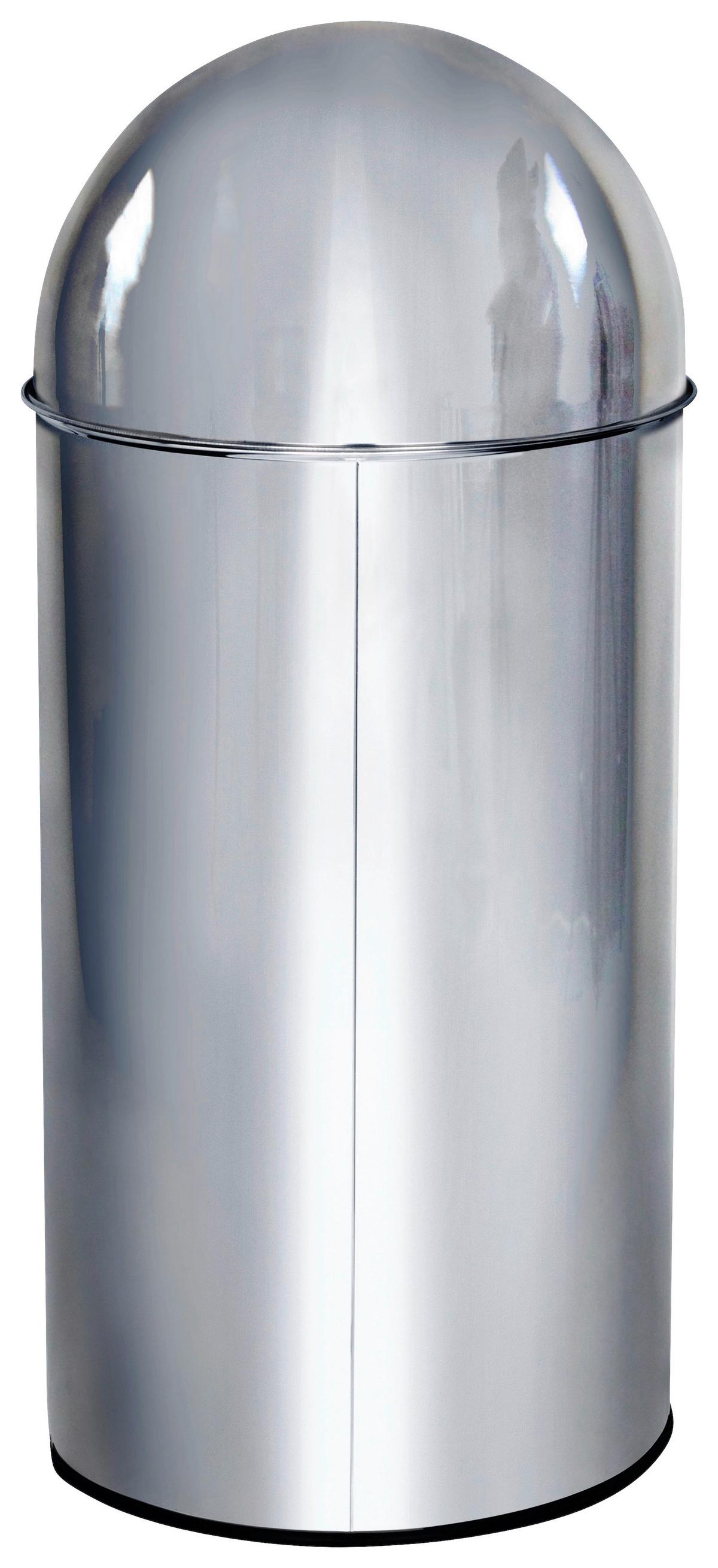 Abfallsammler Push - Chromfarben/Schwarz, Basics, Kunststoff/Metall (30/66/30cm) - MID.YOU