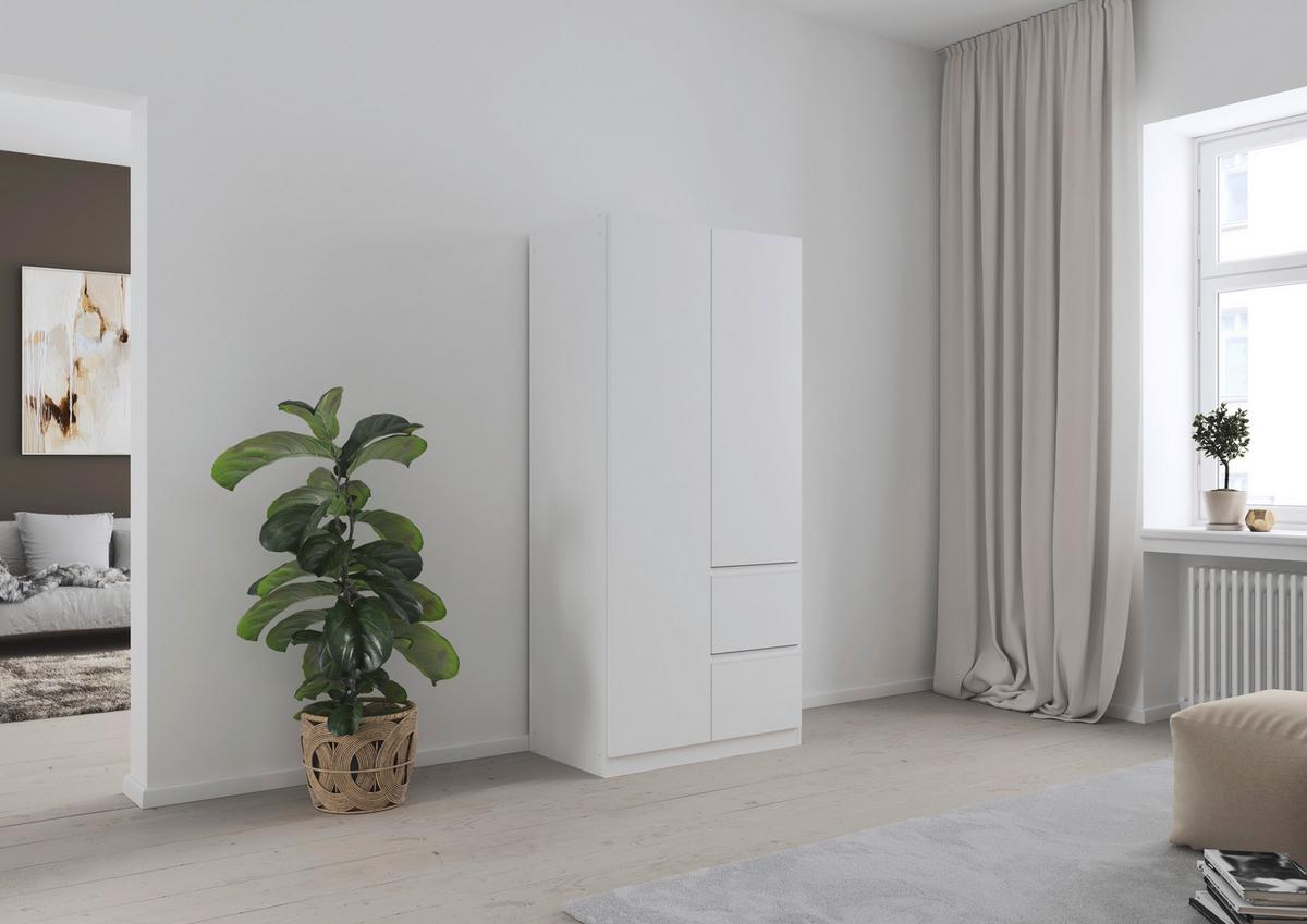 Drehtürenschrank Costa Weiß B: 91 cm - Weiß, MODERN, Holzwerkstoff (91/197/54cm) - Rauch Möbel