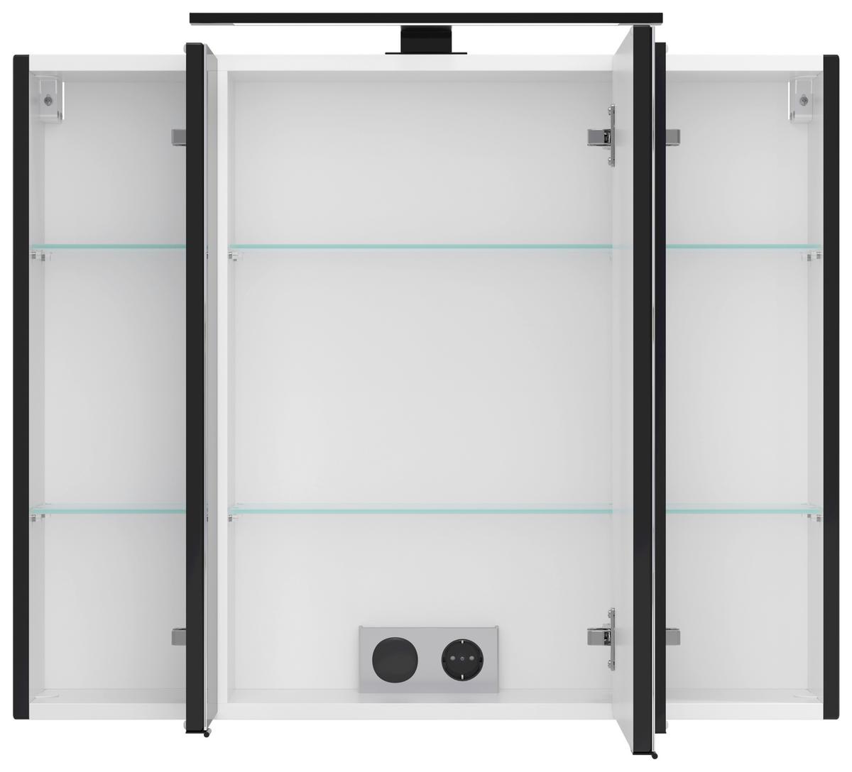 Spiegelschrank Sevilla Schwarz, B: 80 cm - Schwarz, MODERN, Glas/Holzwerkstoff (80/64/20cm) - Held