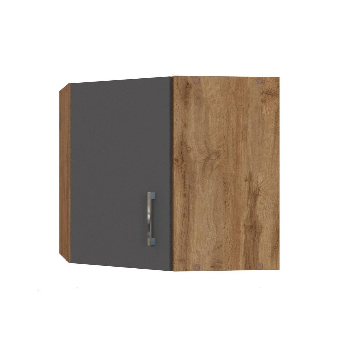 Eckoberschrank B: 60 Cm Eiche Dekor/anthrazit 1 Drehtüre - Anthrazit/Eiche Wotan, MODERN, Holzwerkstoff (60/57/60cm) - Held