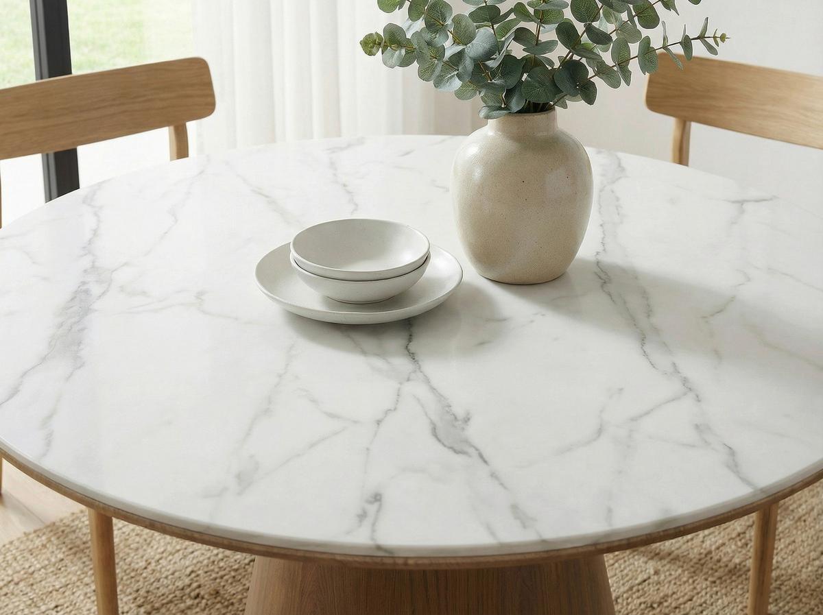ESSTISCH Weiß/Walnussfarben B: 120cm - Walnussfarben/Weiß, Design, Stein/Metall (120/75/120cm) - MID.YOU