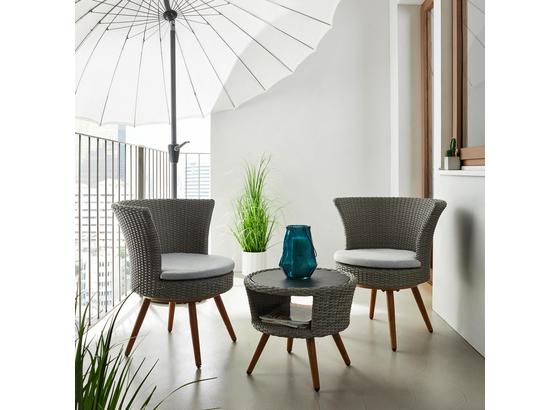 Sada Na Balkon Paola - bílá/světle šedá, Moderní, kov/textil - Modern Living Sada Na Balkon Paola - bílá/světle šedá, Moderní, kov/textil - Modern Living
