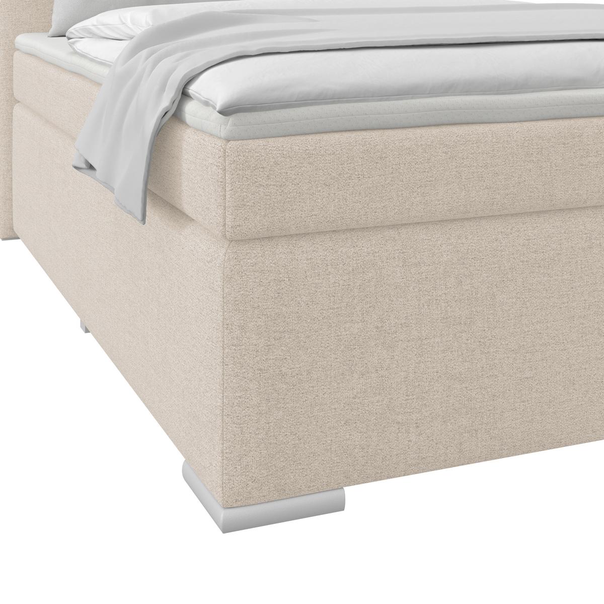 Boxspringbett Mira Webstoff Grau, Lf: 140x200cm - Beige, KONVENTIONELL, Holz/Textil (140/200cm)