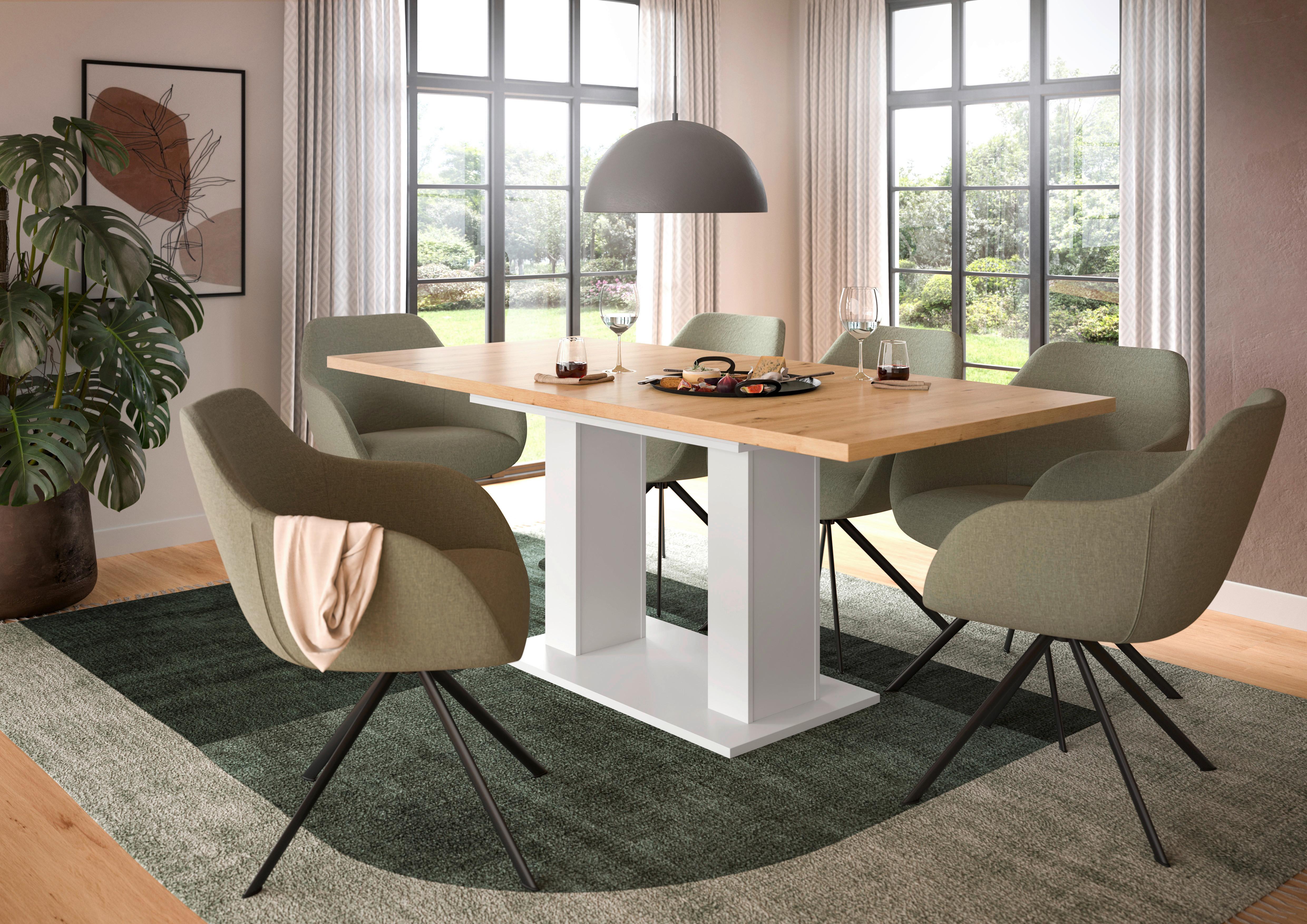 Ausziehtisch Marlon 150 Az Artisan/weiß, B:150-190 Cm - Weiß/Eiche Artisan, KONVENTIONELL, Holzwerkstoff (150-190/90/76cm)