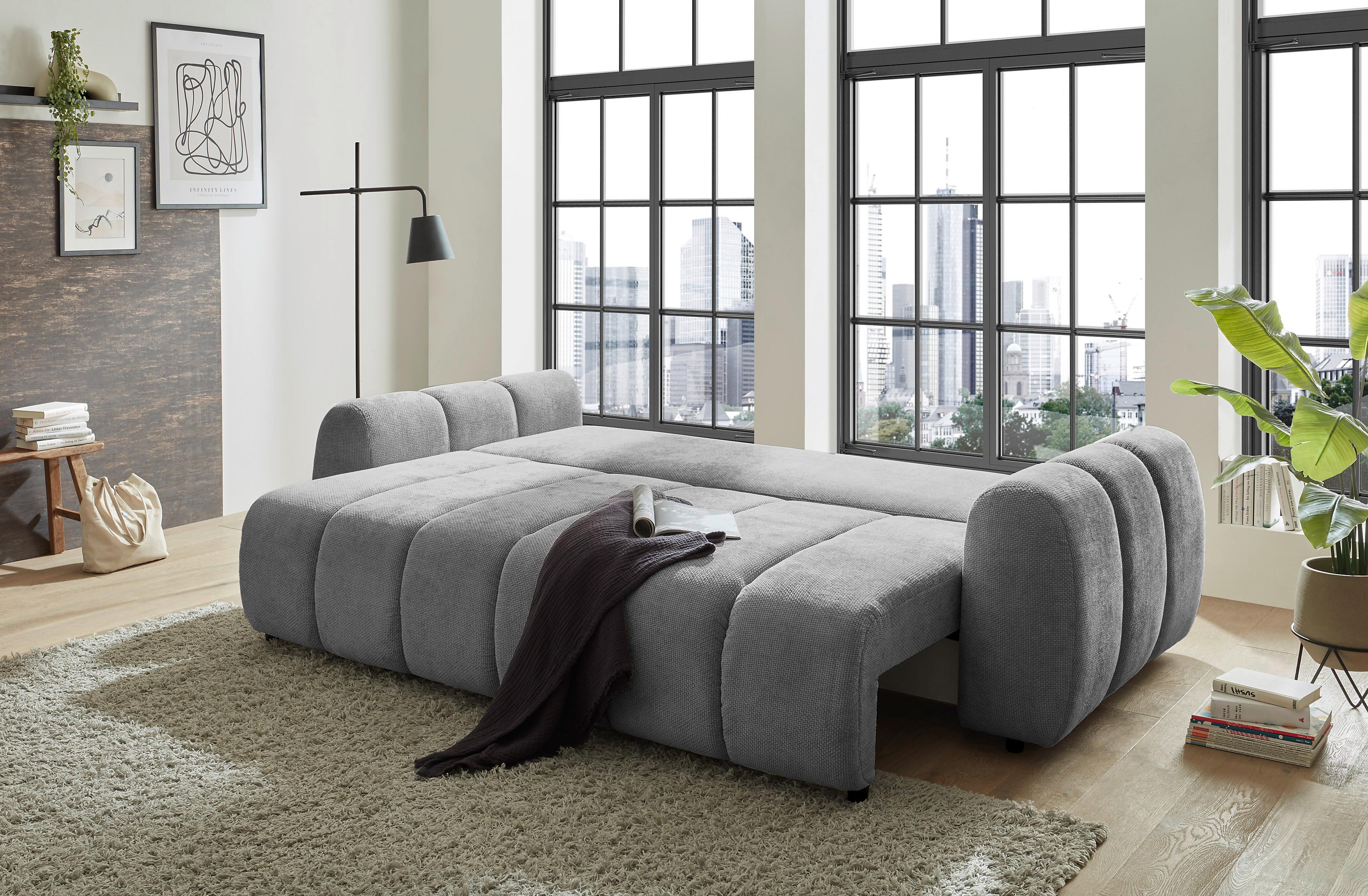 Schlafsofa Bubble Grau B: 256 Cm - Schwarz/Grau, Design, Textil (256/76/112cm) - MID.YOU