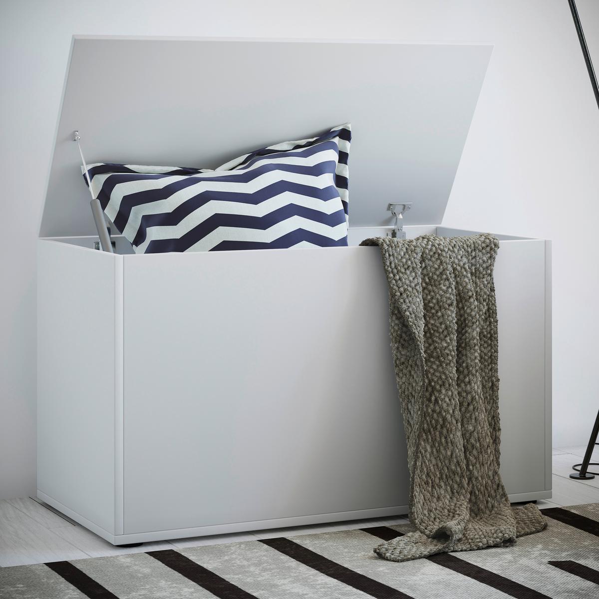 Truhe Bendola Weiß B: 82 cm - Weiß, KONVENTIONELL, Holzwerkstoff (82/49/44cm) - MID.YOU