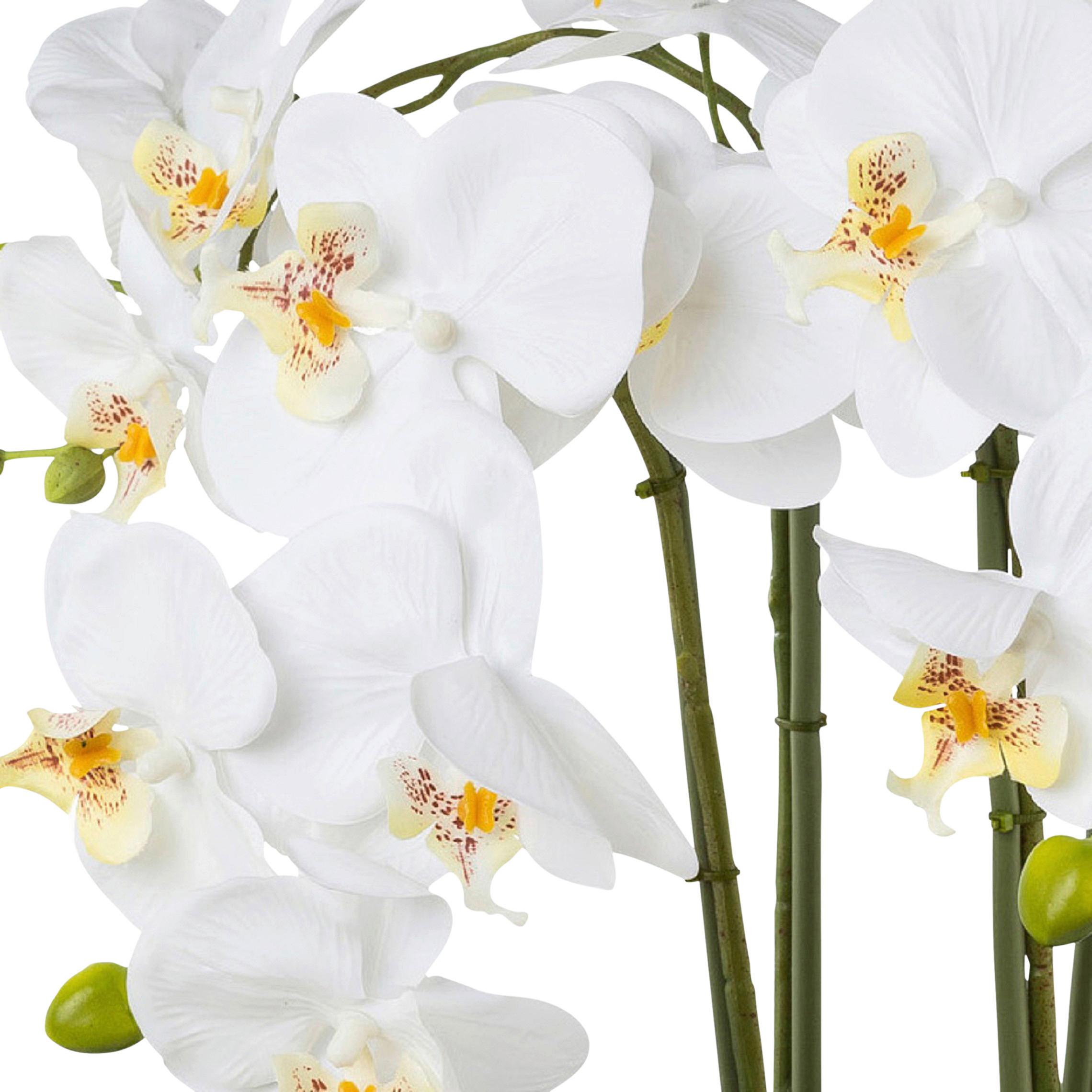 Kunstpflanze Orchideen Weiß, Topf: Silber, H: 41 Cm - Silberfarben/Weiß, Design, Keramik/Kunststoff (41cm) - P & B