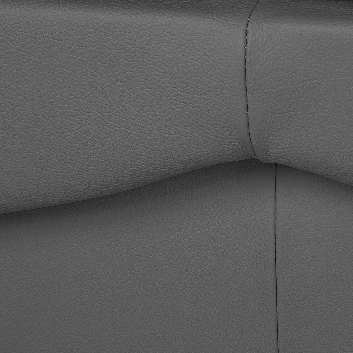 Schlafsofa Oslo, Anthrazit B: 205 Cm - Anthrazit/Schwarz, Design, Leder (205/92/85cm) - Livetastic