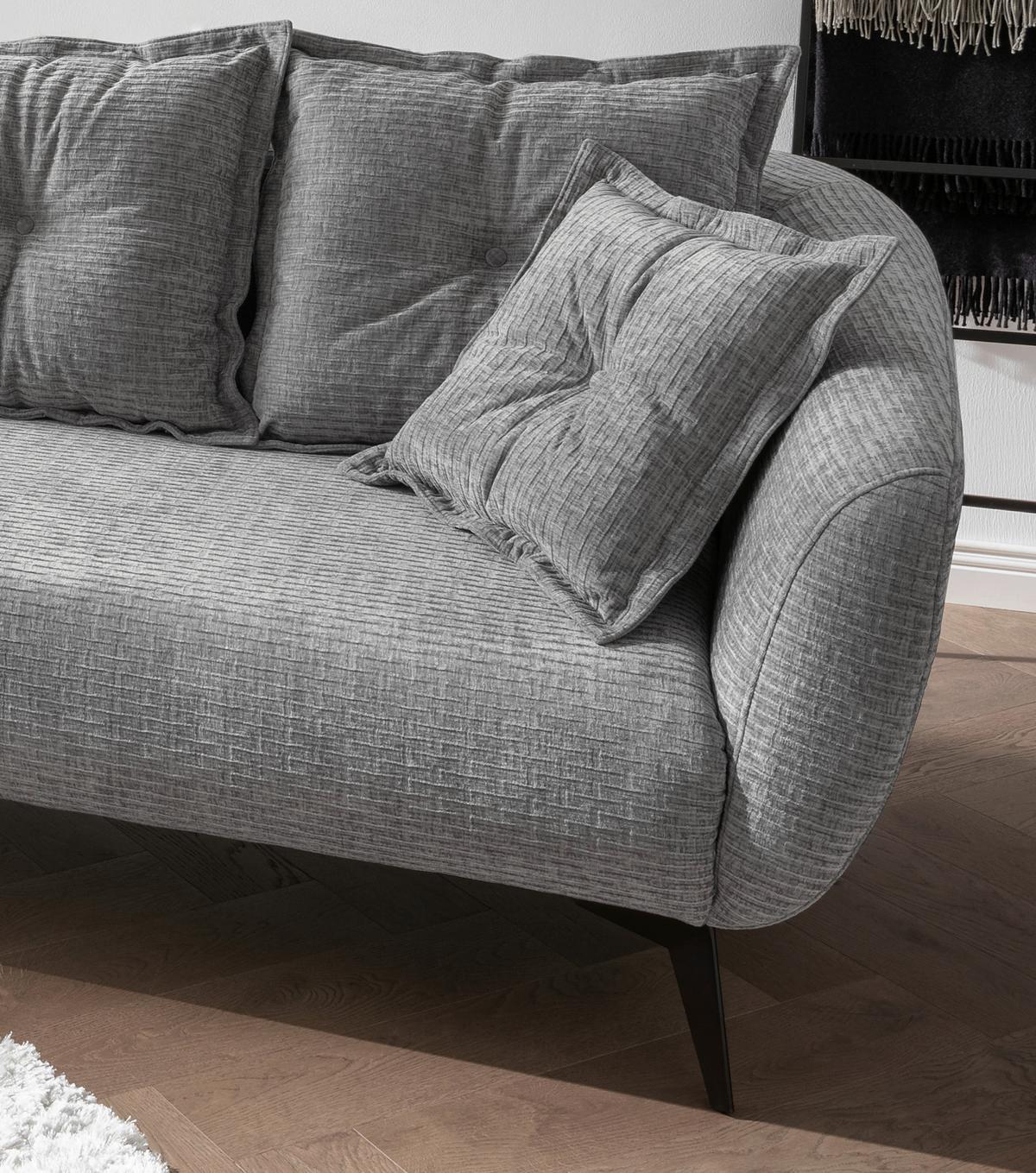 Ecksofa Baggio Grau S: 162x277 cm - Schwarz/Grau, MODERN, Textil (162/277cm) - Livetastic