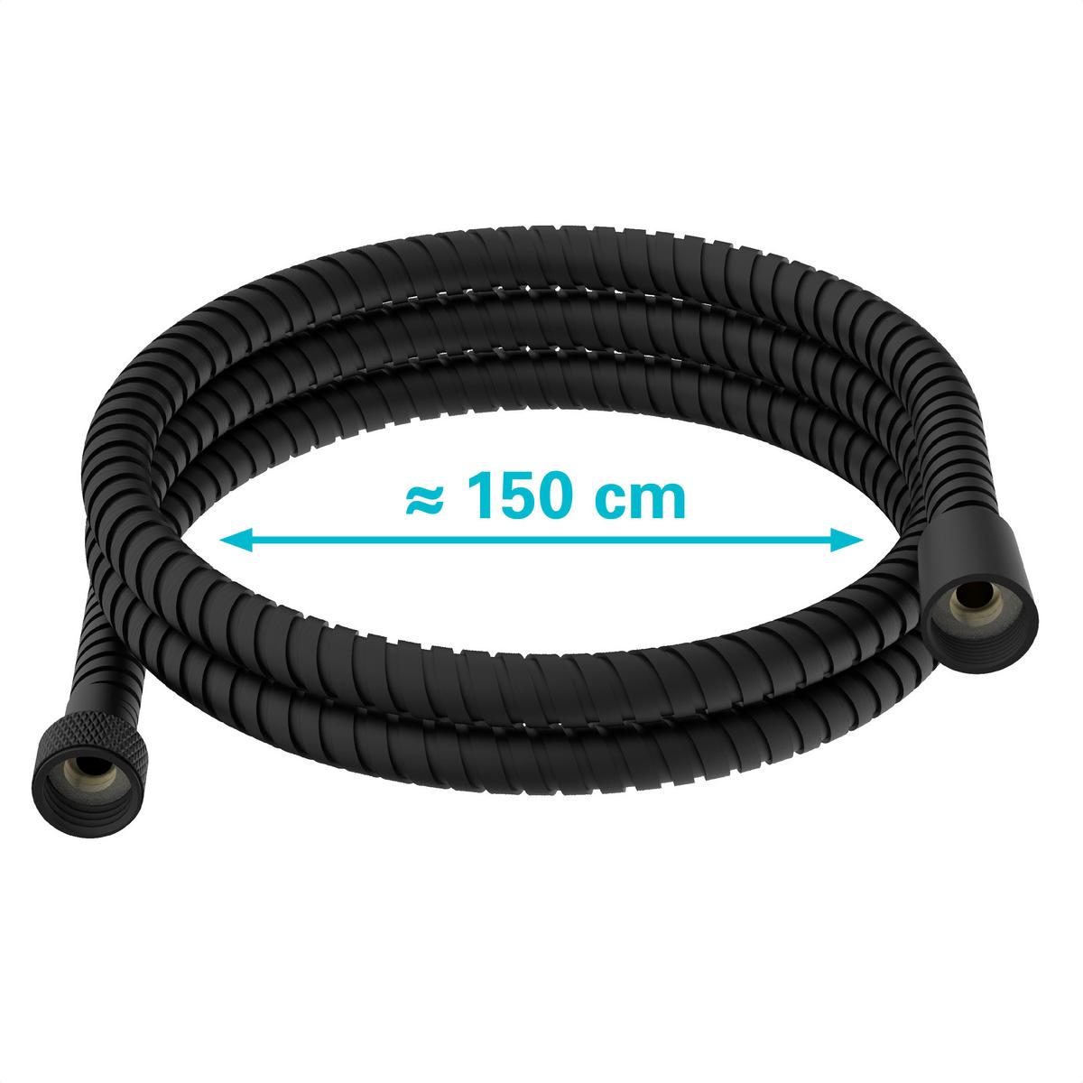 Brauseschlauch schwarz, L: 150cm - Schwarz, KONVENTIONELL, Metall (150cm)