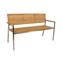 Gartenbank Teakholz Denver 2-Sitzer mit Rückenlehne - Silberfarben/Teakfarben, Basics, Holz/Metall (144/86/55cm) - Gardenson