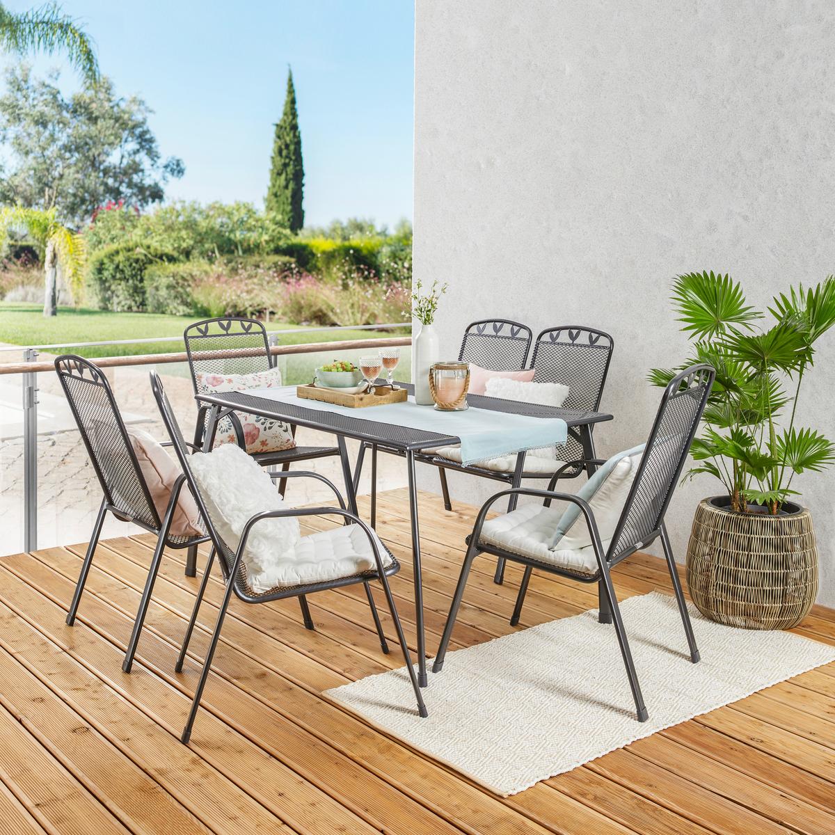 BRATISLAVA 2 Stohovatelné záhradní křeslo - barvy stříbra, kov/plast (55/97/73cm) - Modern Living