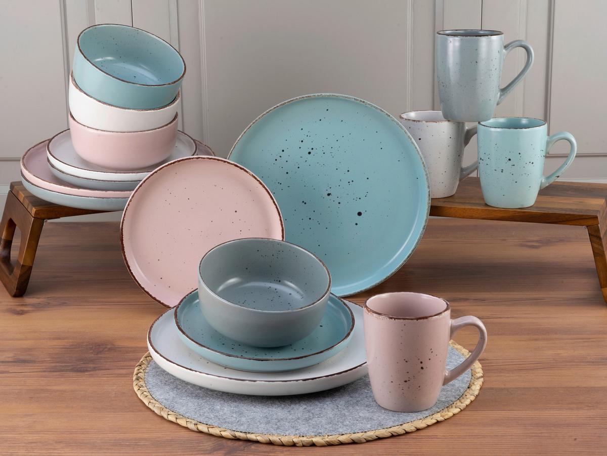 Kombinovaný sevis 16-dielny, farebný - modrá/biela, keramika - Creatable