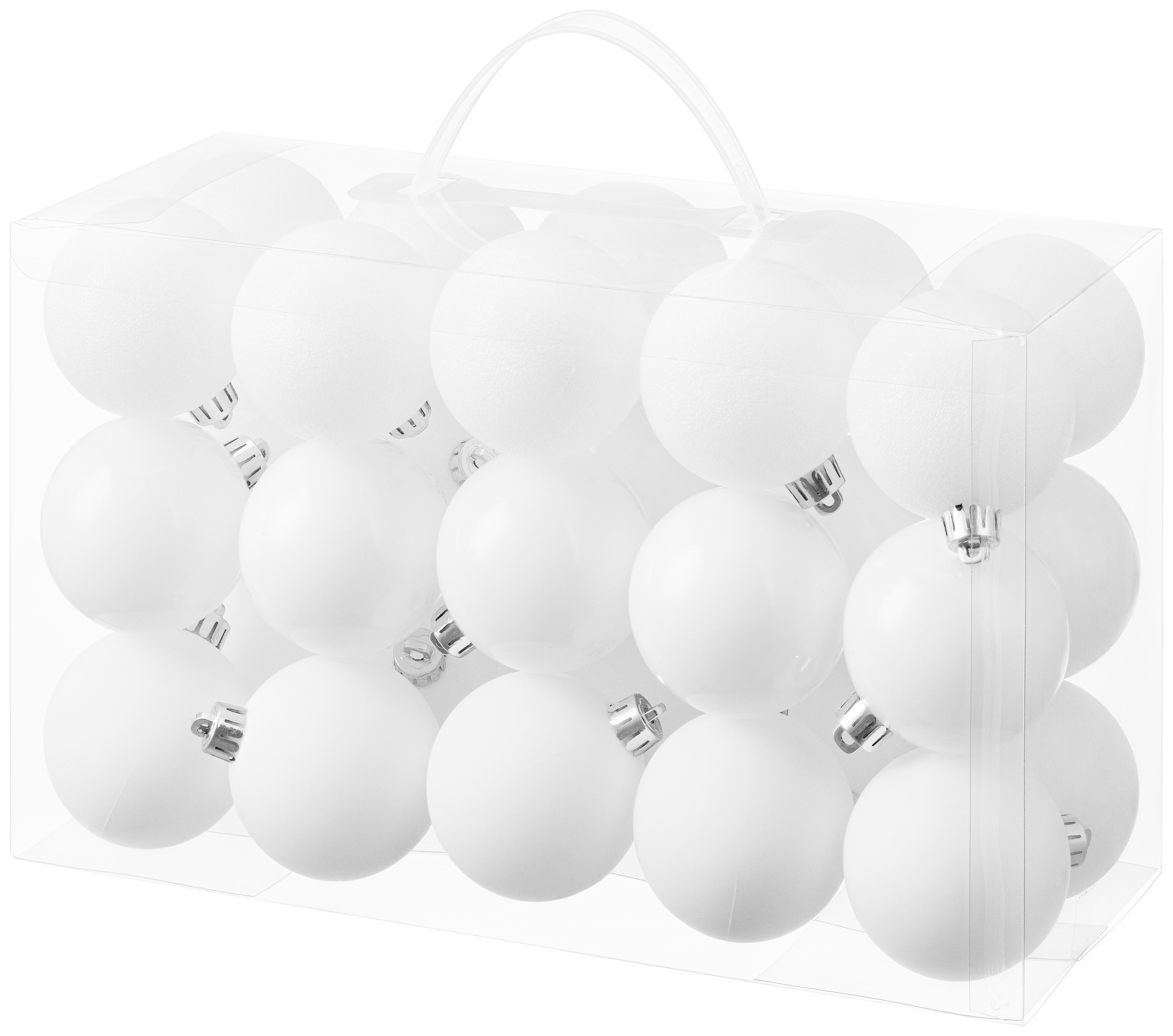 CHRISTBAUMKUGEL-SET Herbert, Weiß, 30-teilig - Weiß, KONVENTIONELL, Kunststoff (6cm) - Luca Bessoni